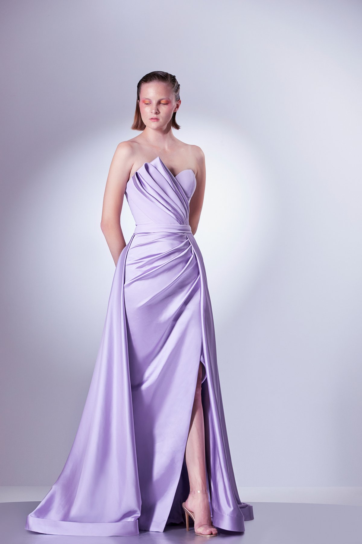 Satin With Crepe Inserts Dress