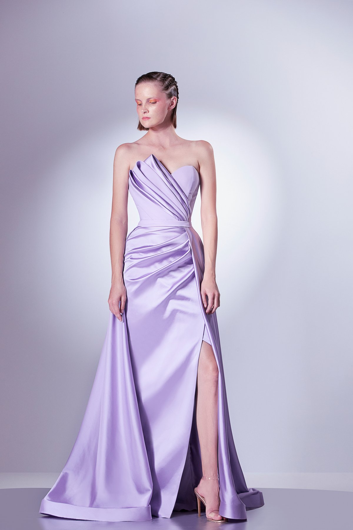 Satin With Crepe Inserts Dress