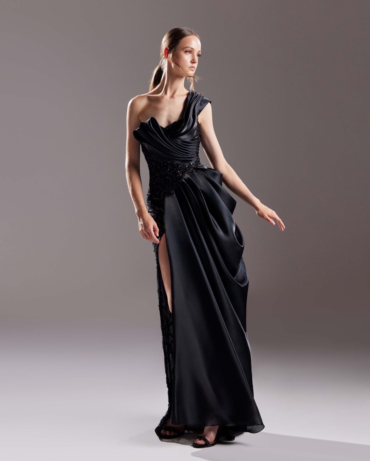 Magical Organdie and Sequin Lace Black Dress