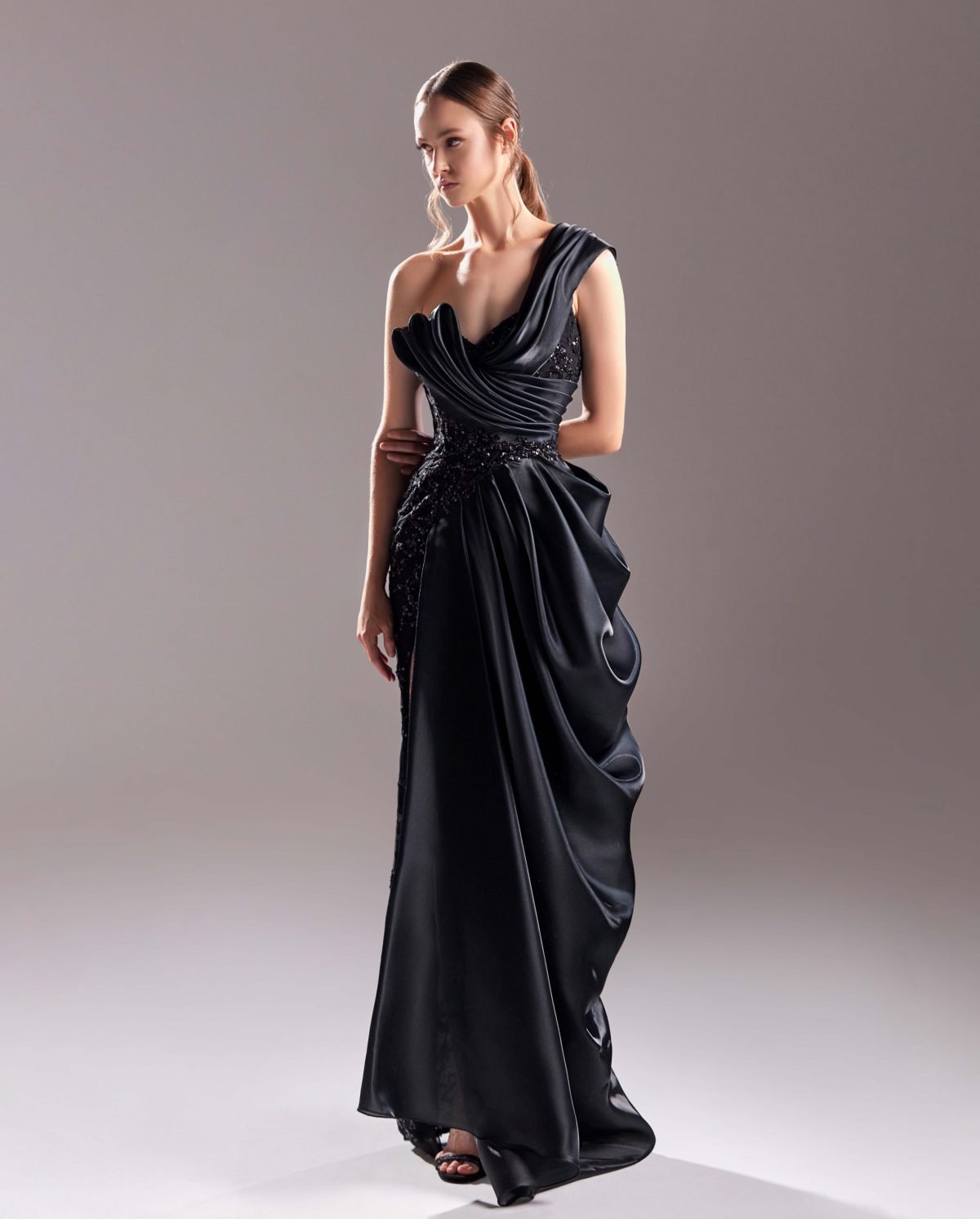 Magical Organdie and Sequin Lace Black Dress