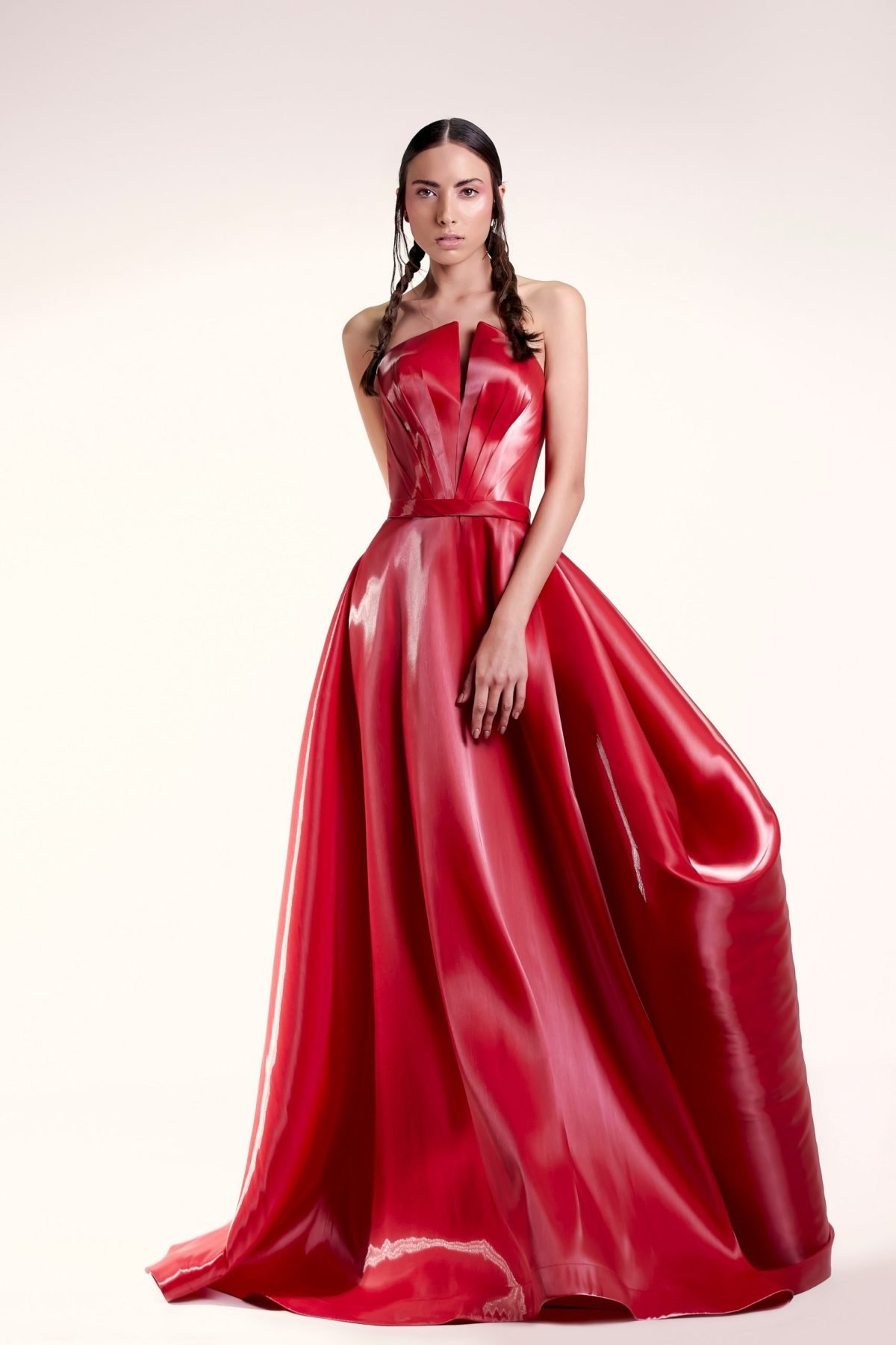 Red Organdie Fluid Dress