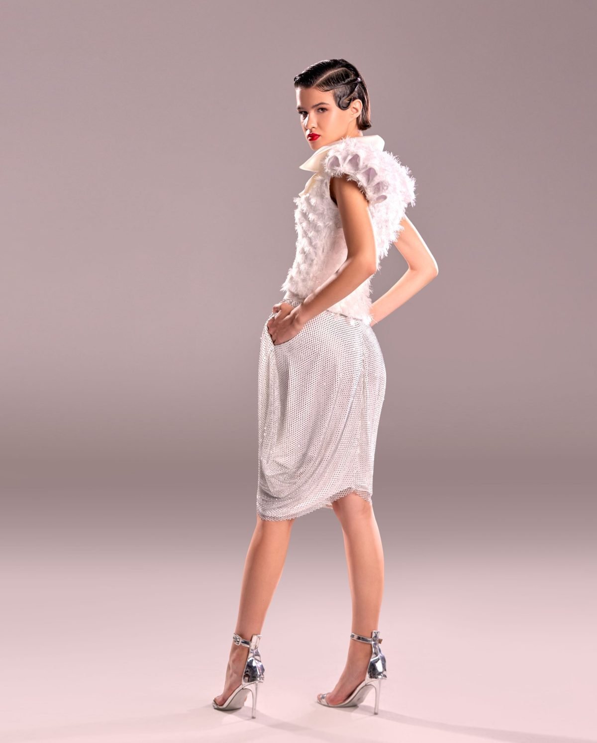 Crystallized Silver Skirt