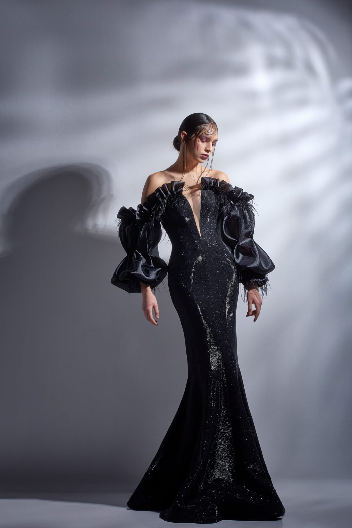 Deep V Metallic Mermaid Dress
