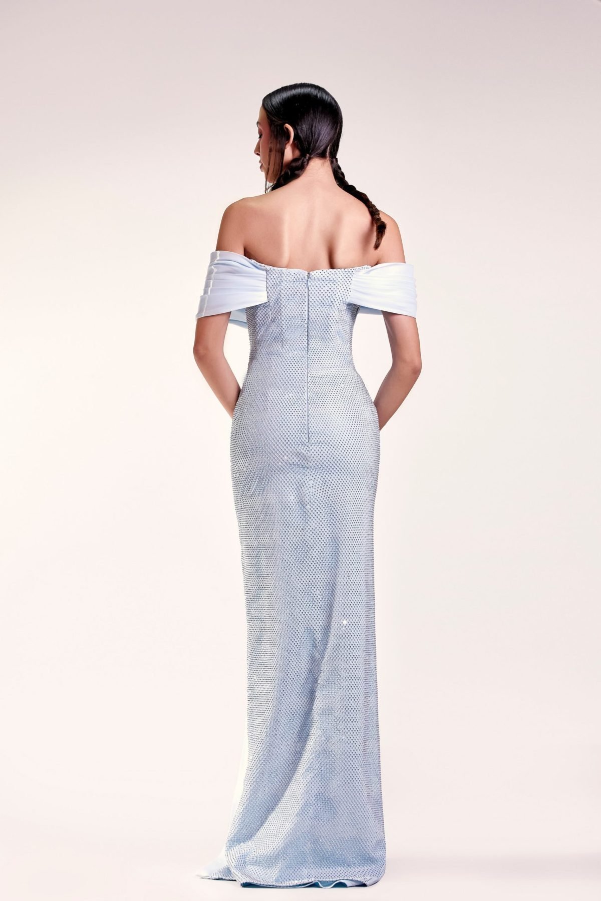 Off Shoulder Elegant Blue Dress