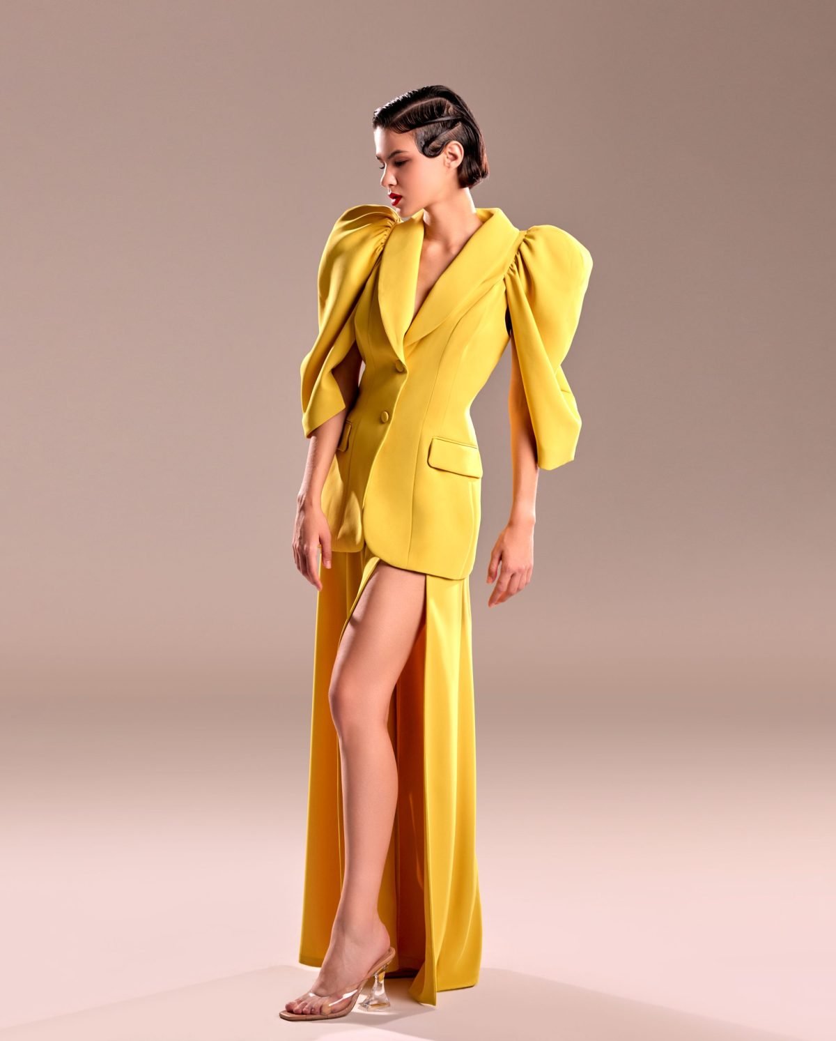 Yellow Puffy Sleeves Jacket