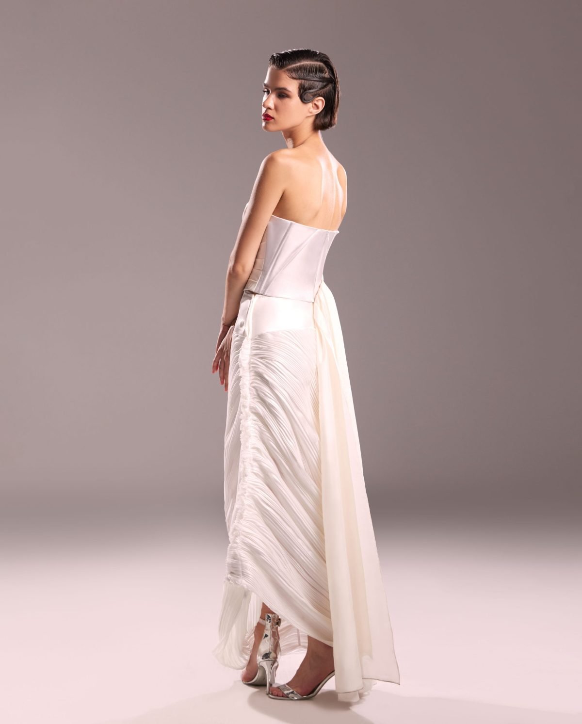 Pleated Organdie White Skirt
