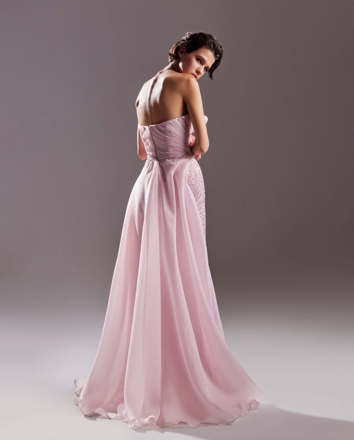 Elegant Swirls Pink Crystal Lace Dress