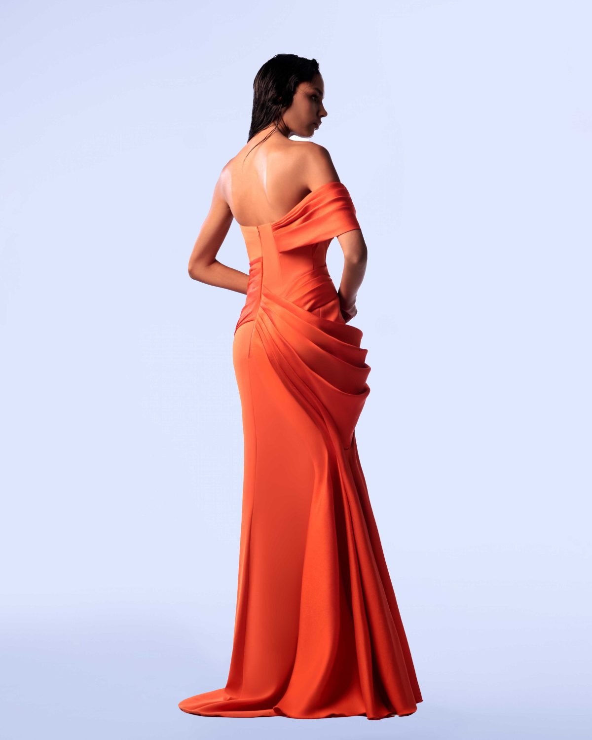 Ordandie Embellished Fire Orange Dress