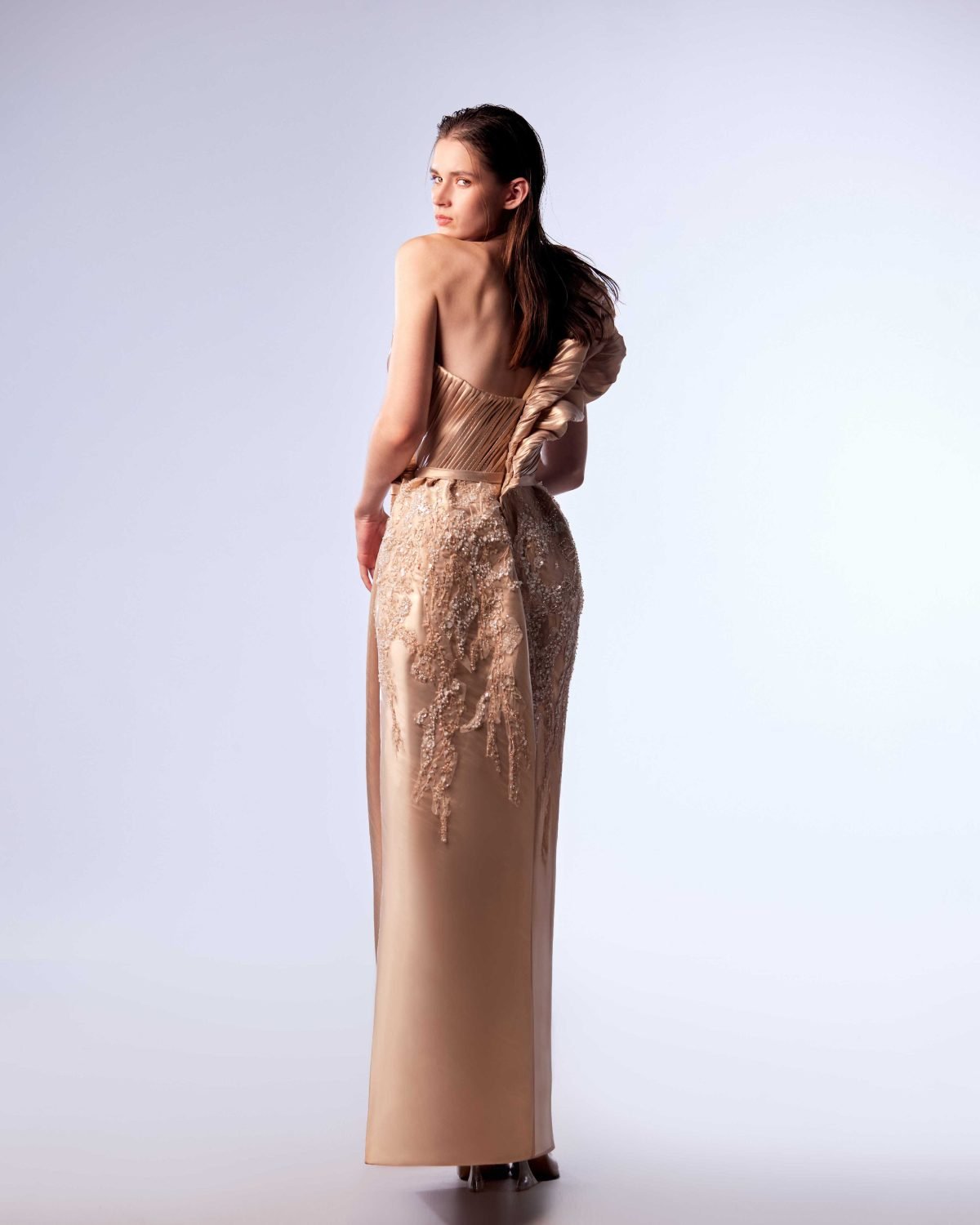 Ordandie Embellished Fire Orange Dress