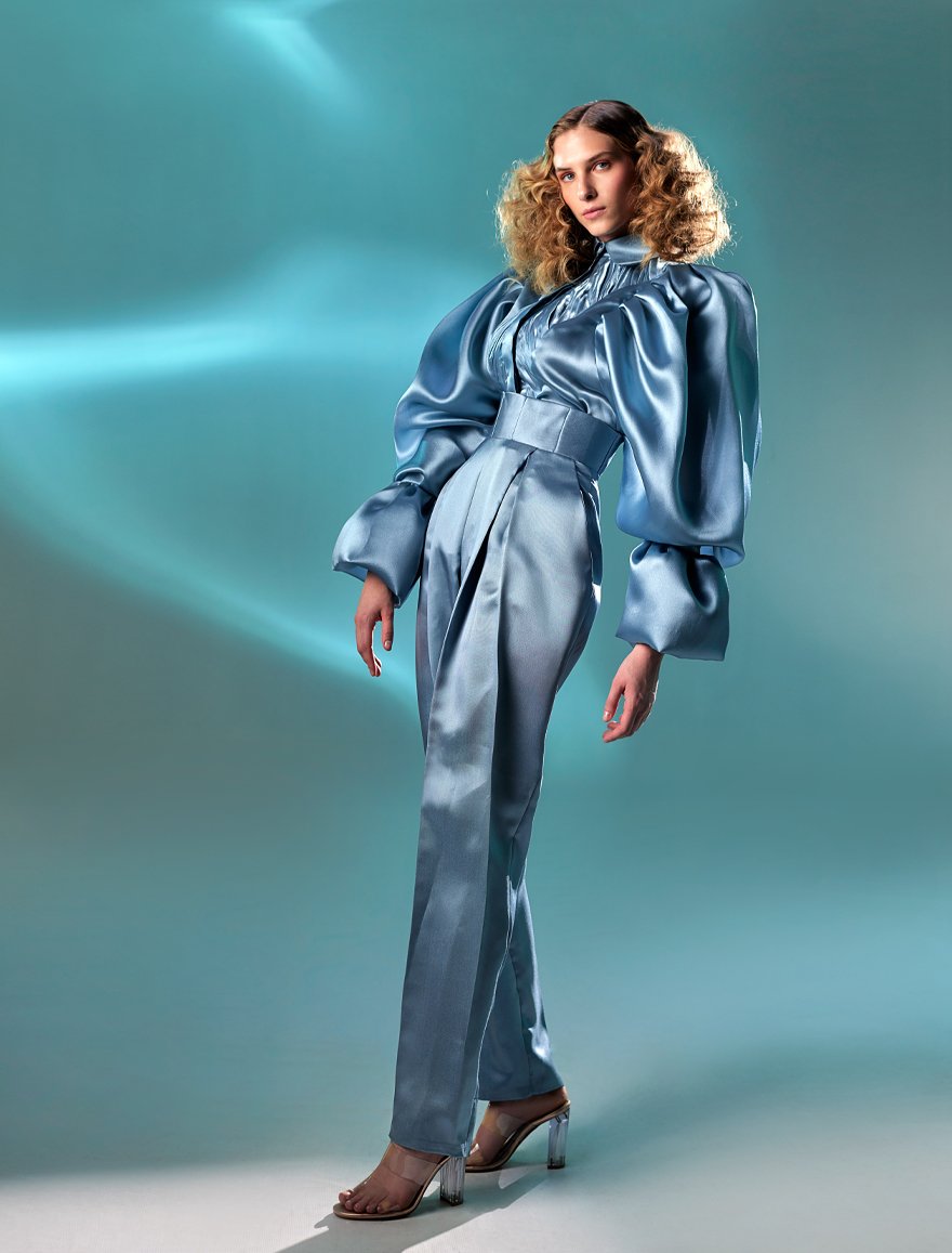 Blue Mikado Pants