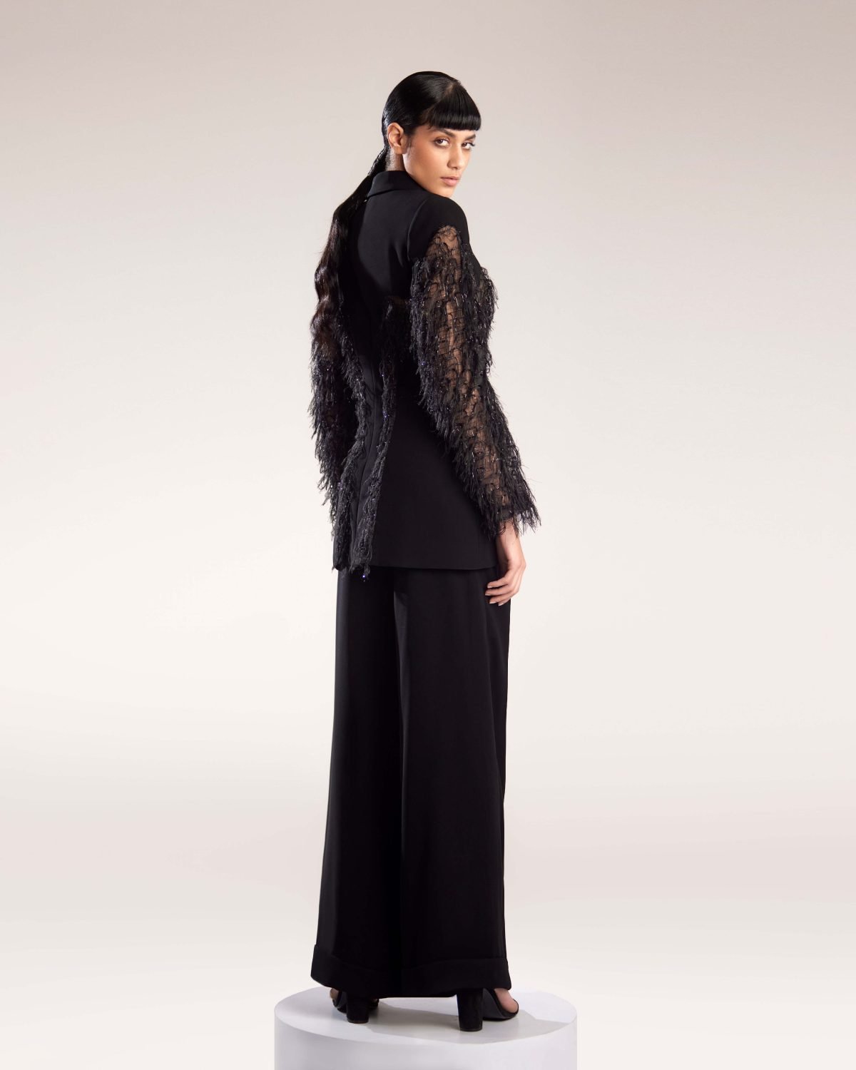 Wide Flared Black Crepe Pants