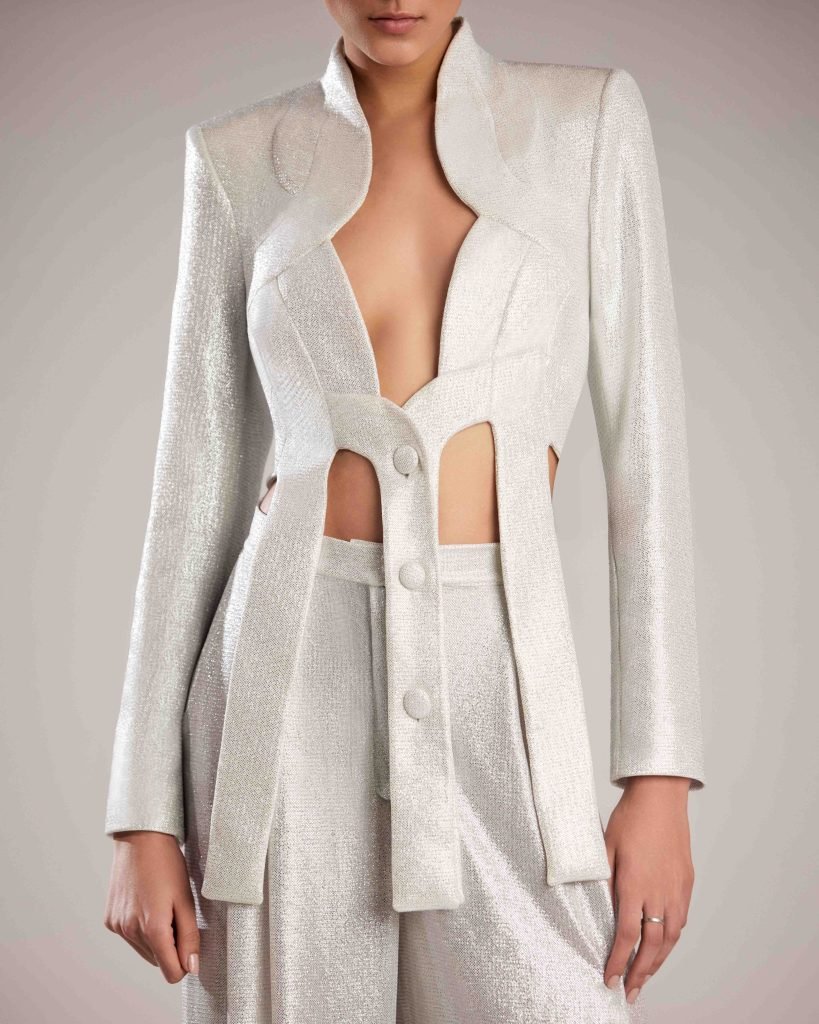 Avant-garde Metallic Silver Cut-Out Jacket 