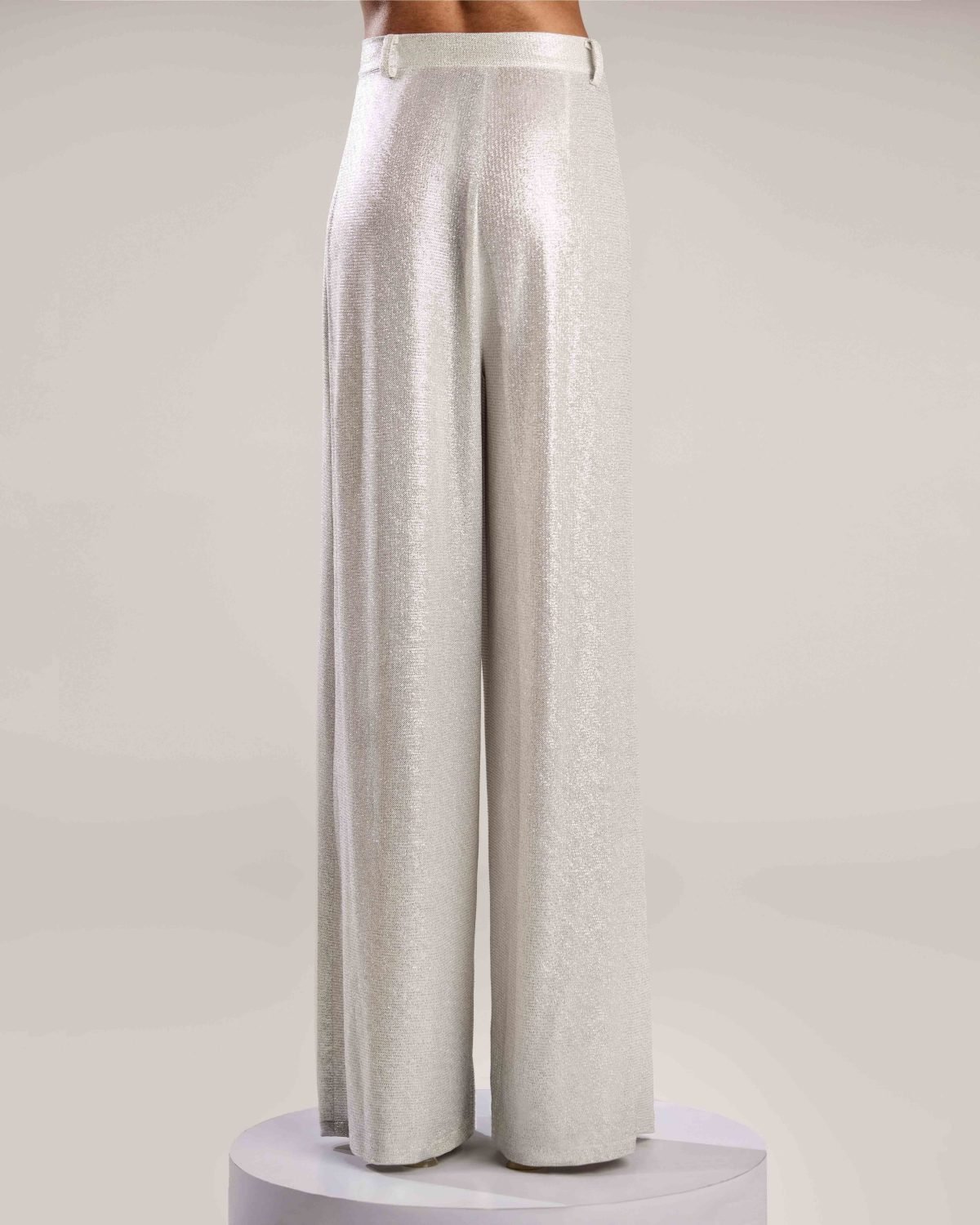 Silver Metallic Flared Pants
