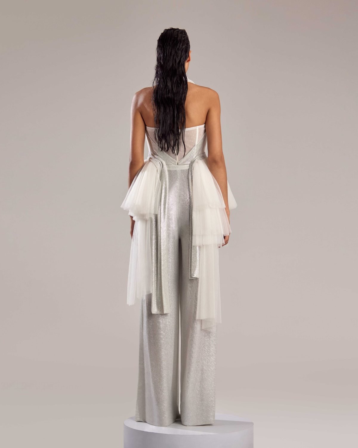 Silver Metallic Flared Pants