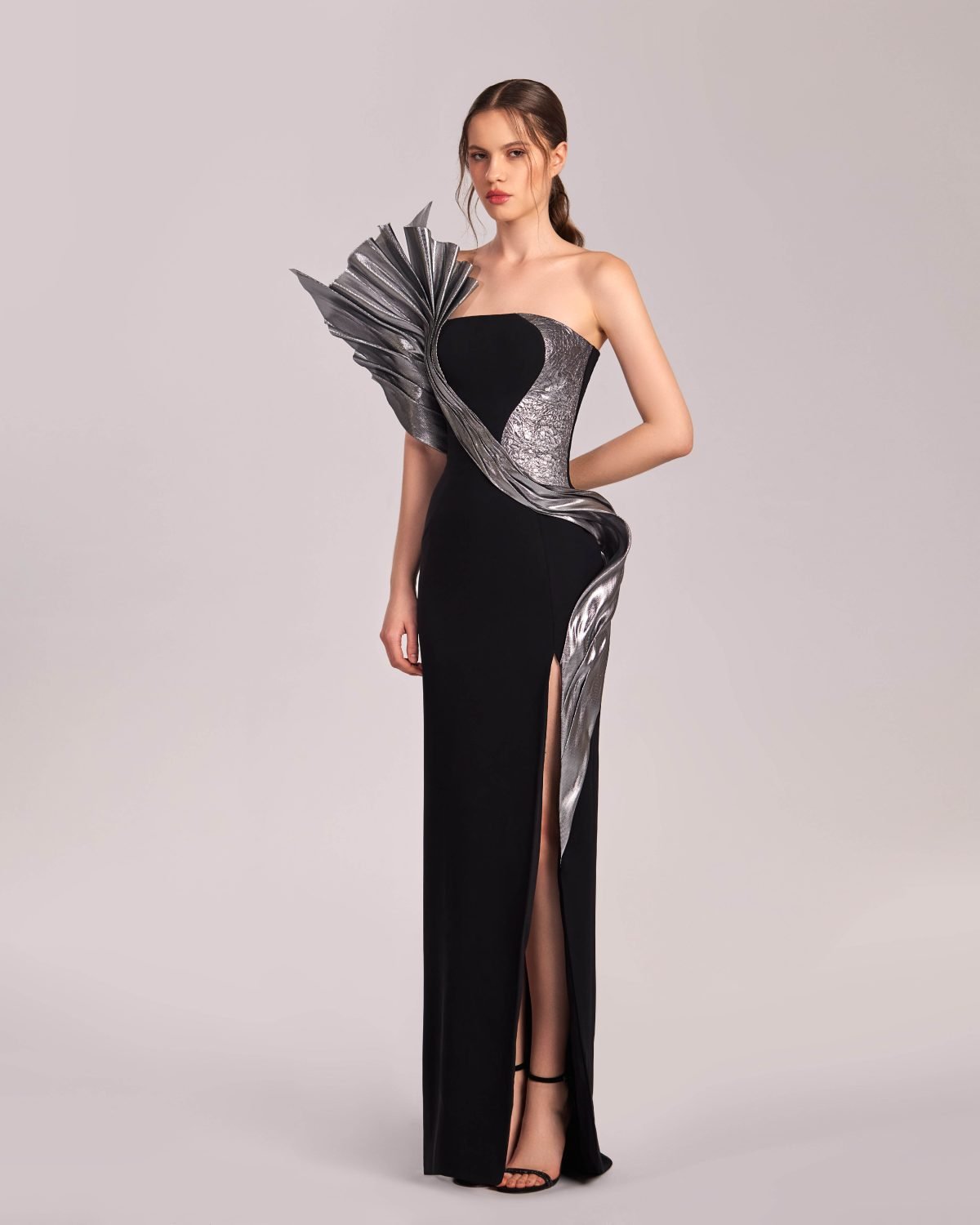 Black and Silver Asymmetrical Dress