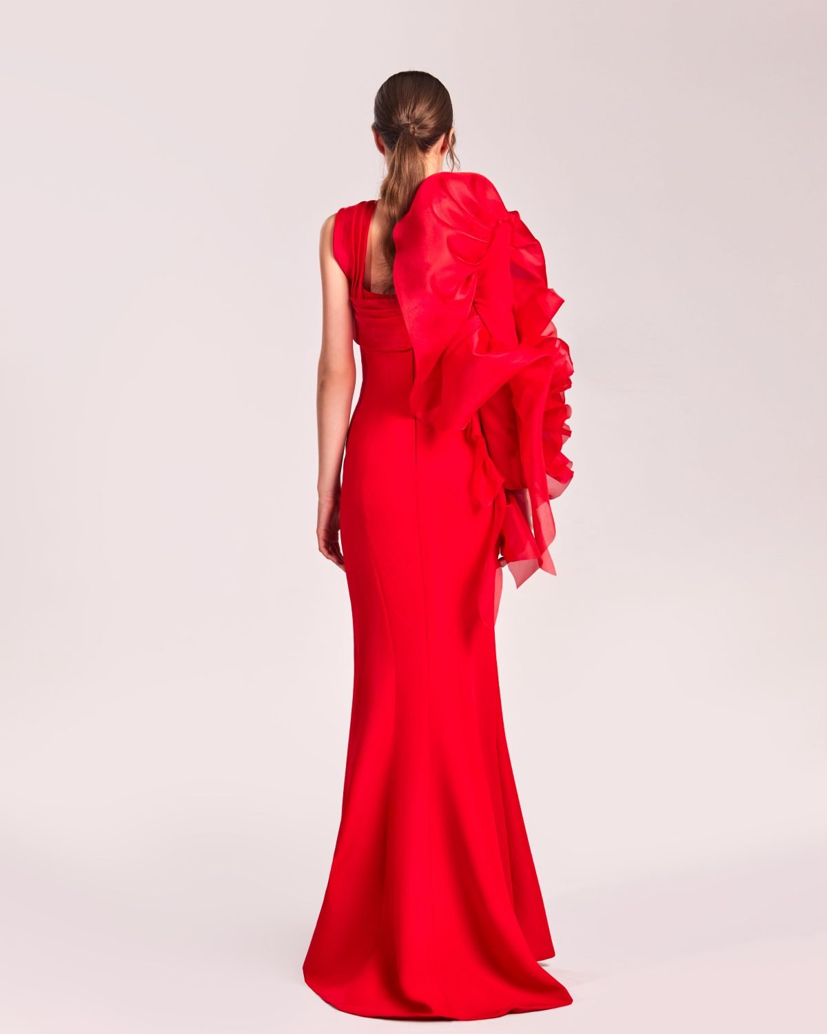 Radiant Ruffled Sleeve One Shoulder Dress