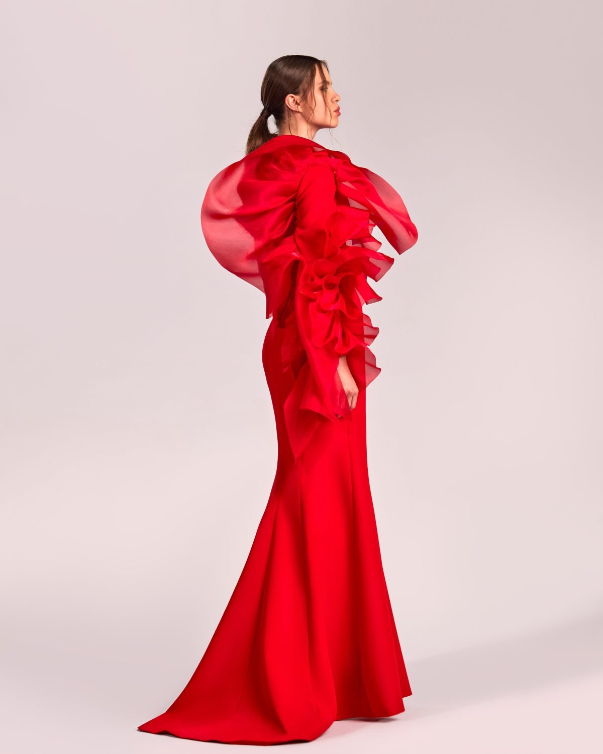 Radiant Ruffled Sleeve One Shoulder Dress
