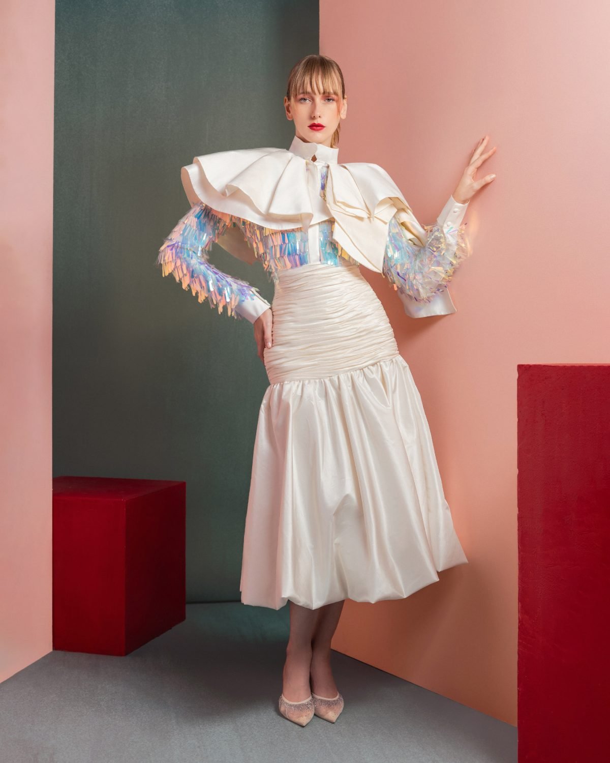 Taffeta and Sequin Embellished Blouse