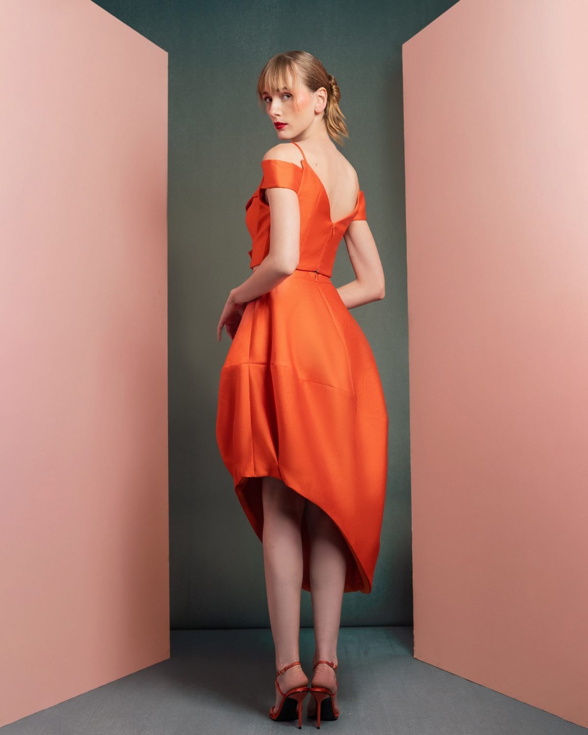 Vibrant Orange Off-Shoulder Cropped Top