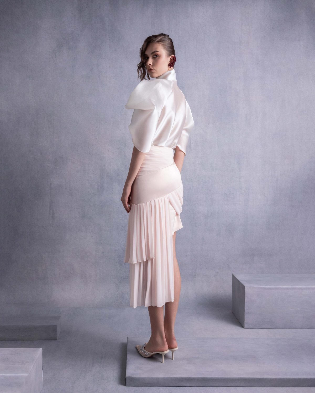 Puffy Sleeves Sheer Organza Blouse