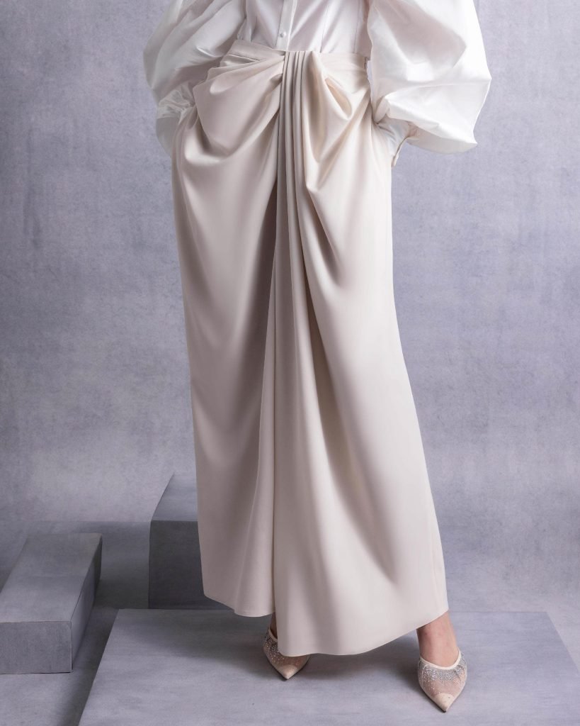 Nude Crepe Palazzo Pants 
