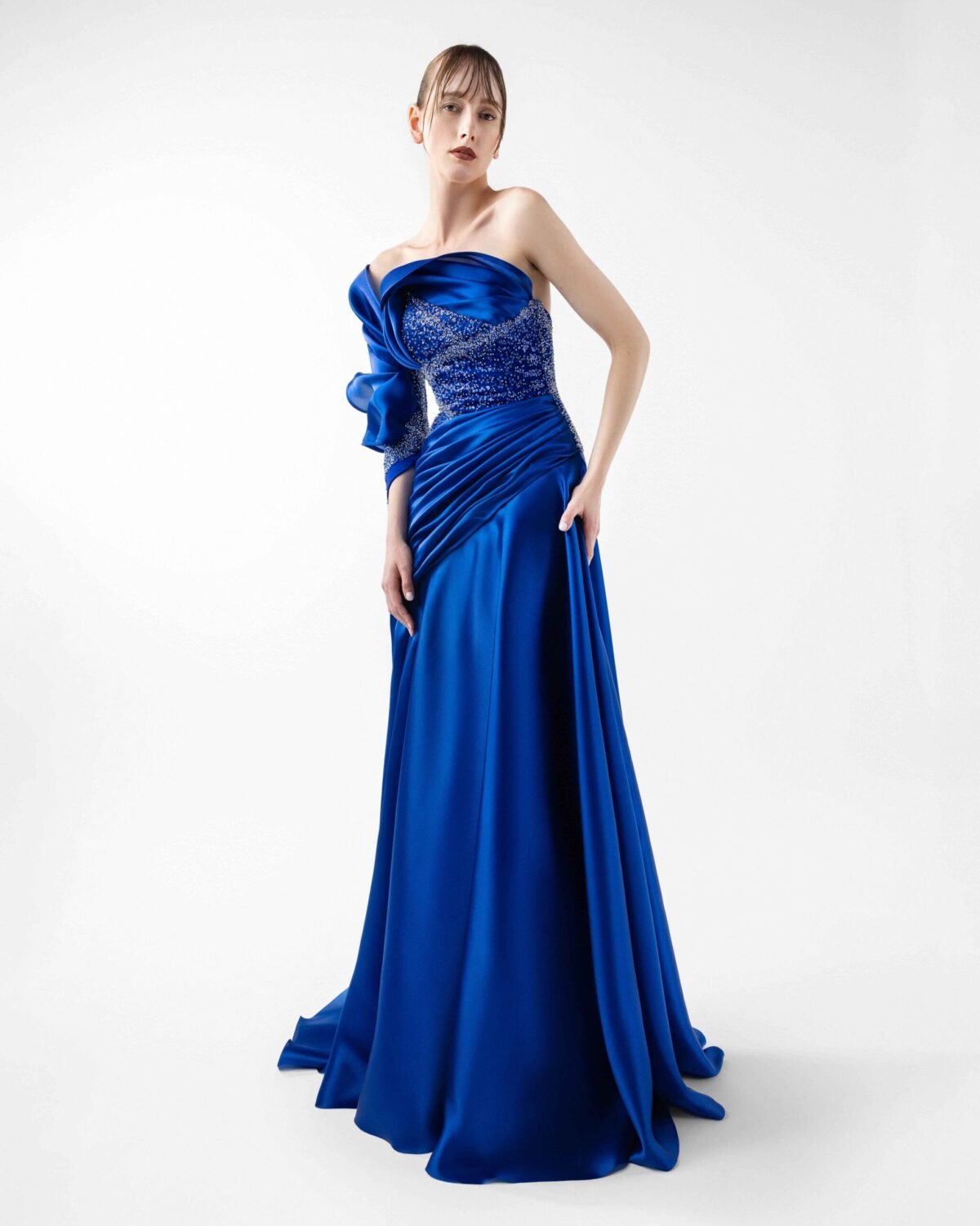 Midnight Grace in Sculpted Organza and Lace Gitane Dress