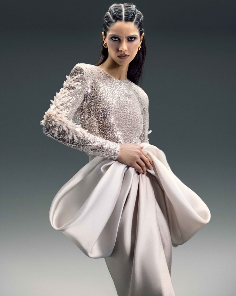 Gold Champagne Sequin Embellished Long-Sleeve Body 