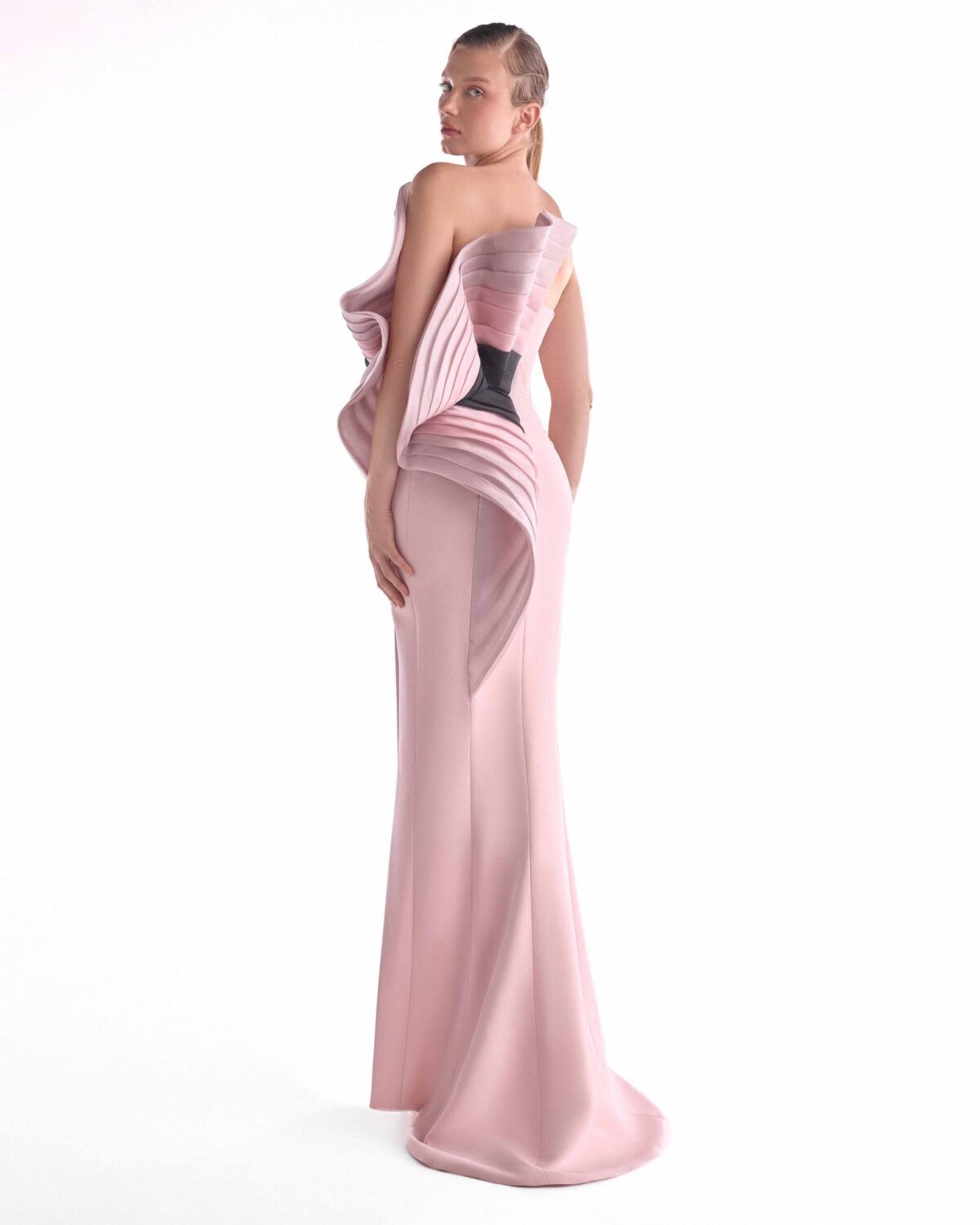 Flourishing Bloom Cascade, Pink and Noir Gown