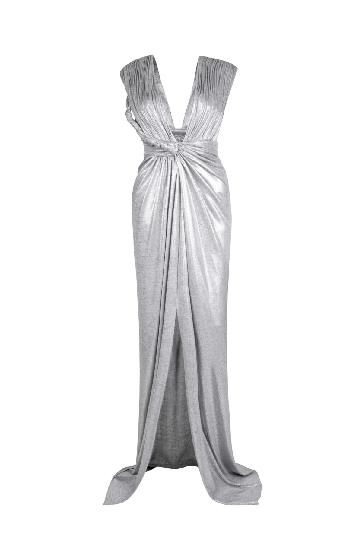 Liquid Moonlight Draped Metallic Jersey dress