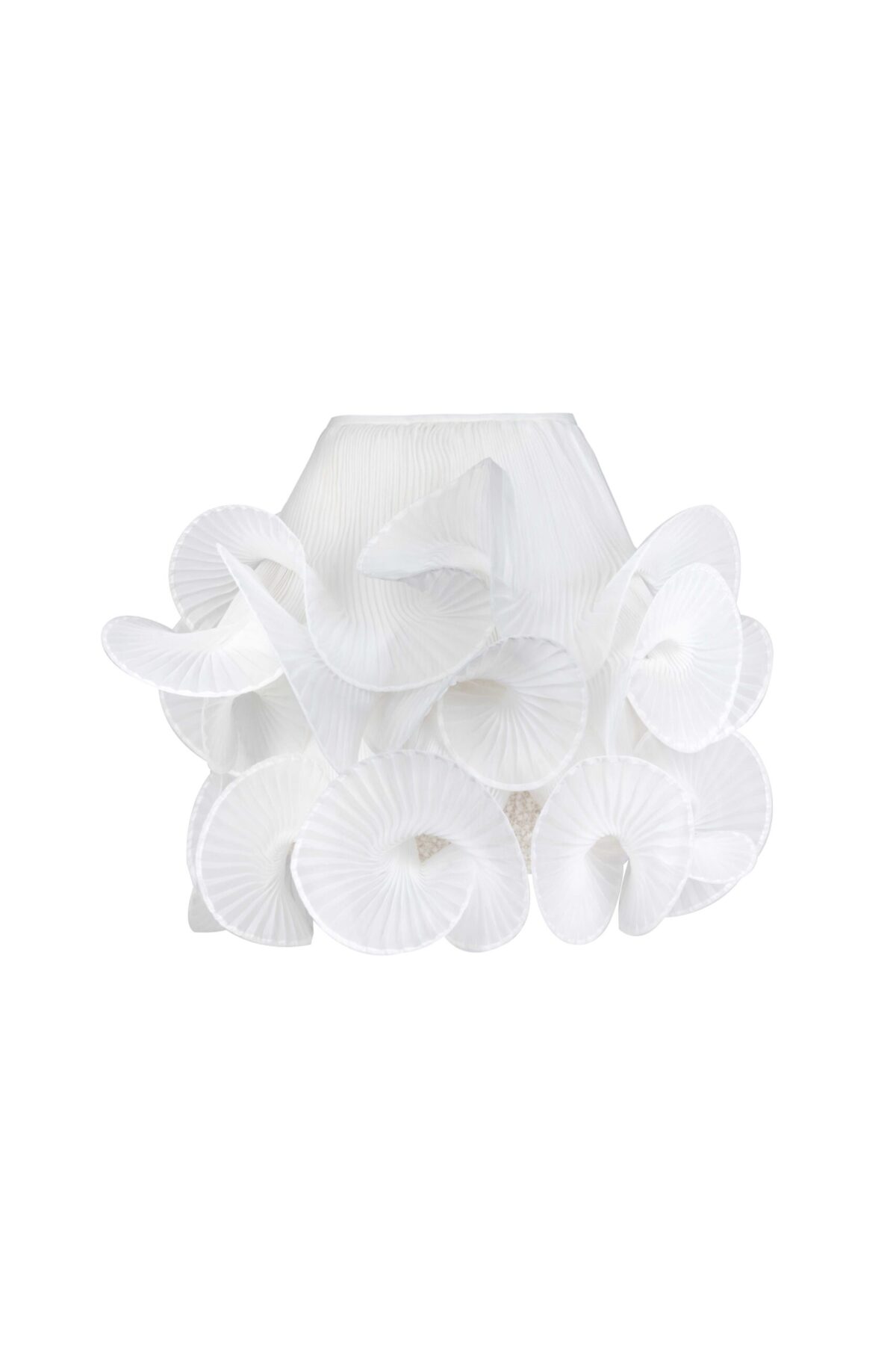 Voluminous Shell-Like Plissé Organza Mini Skirt