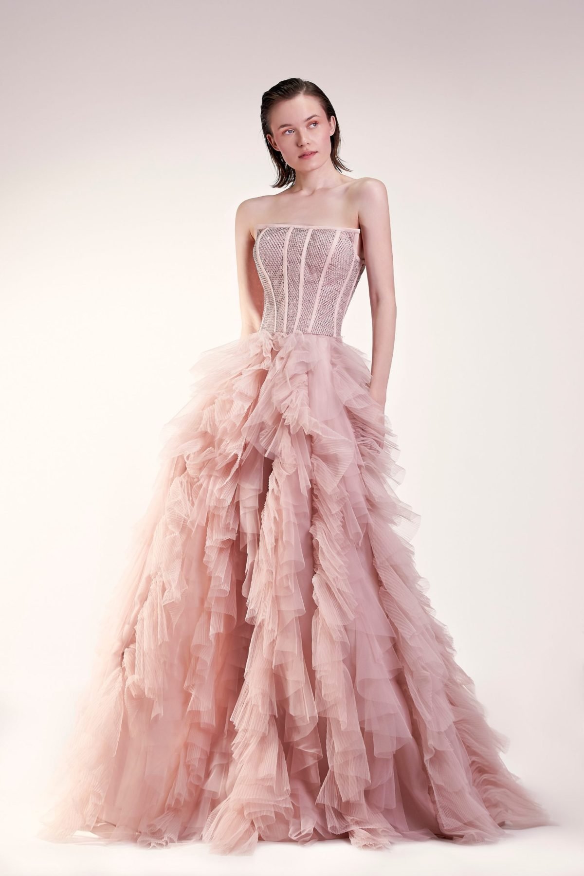 Corset Ruched Pink Dress