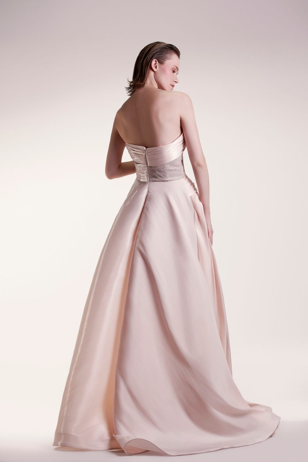 Flowing Organdie Peach Dress