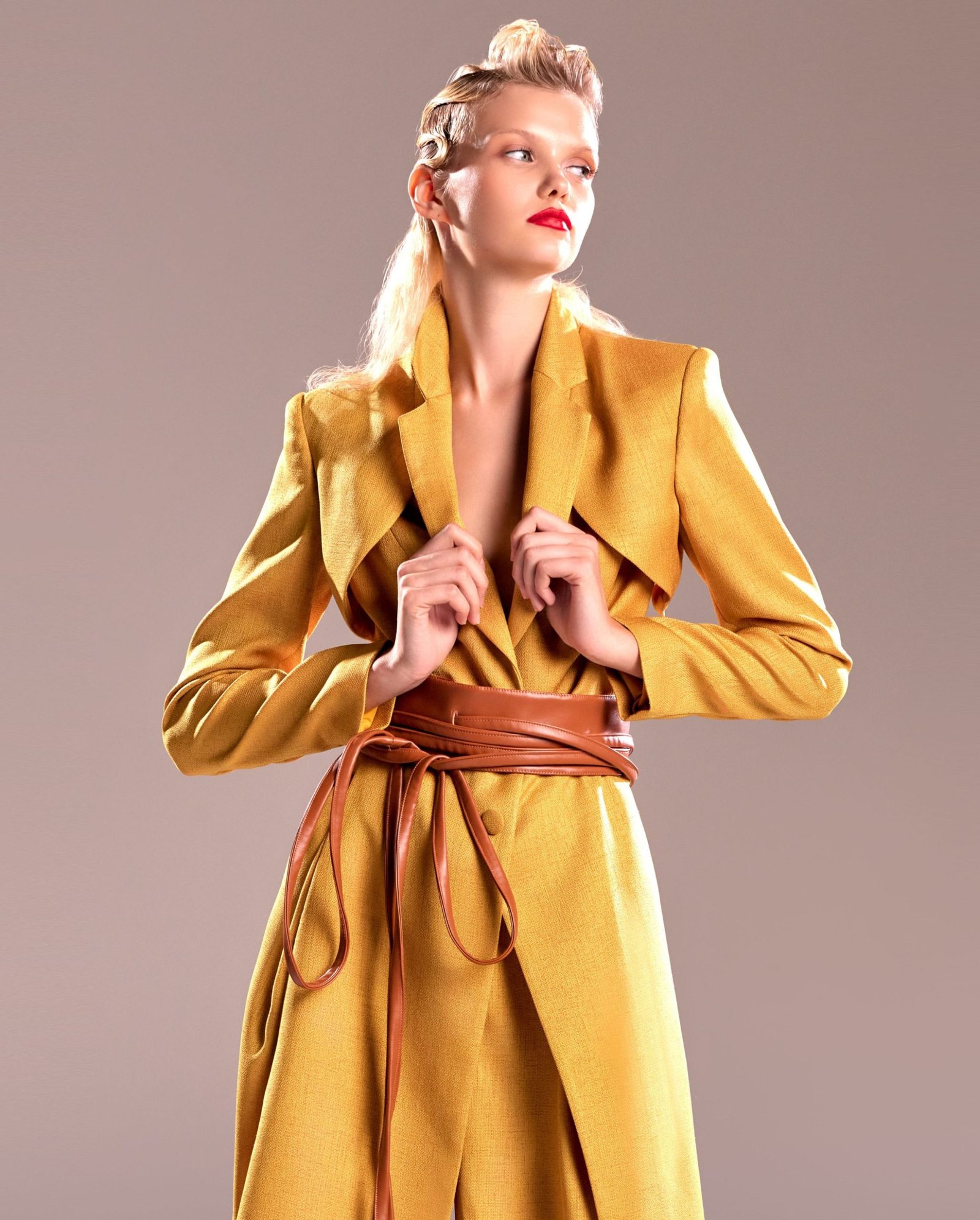 Long Open Back Ocre Jacket