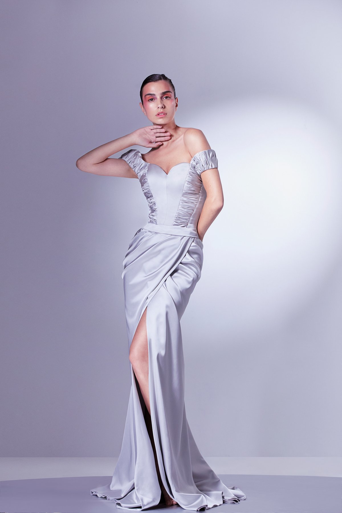 Off Shoulder Corset Satin Dress