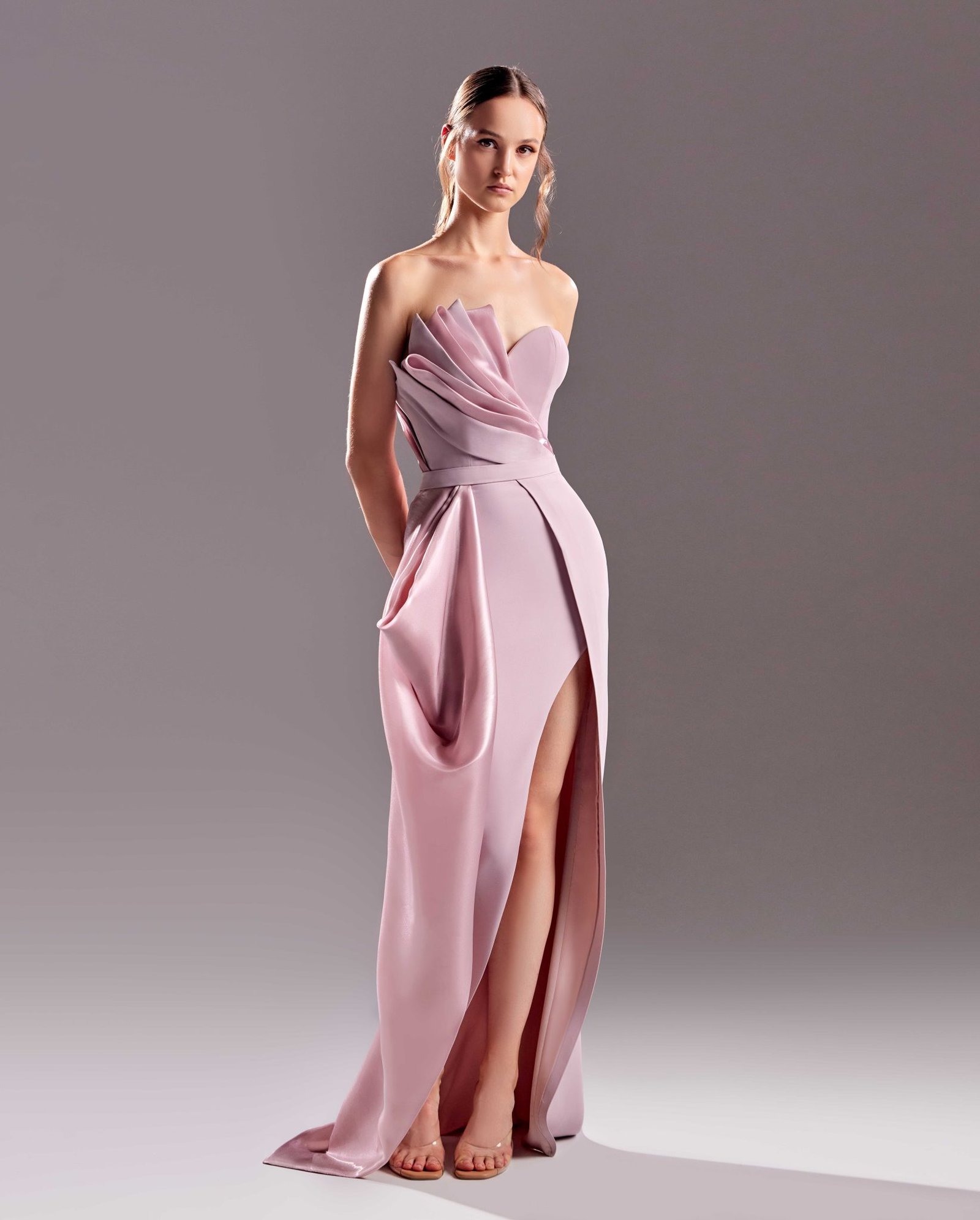Overlapping Crepe and Organdie Pink Dress