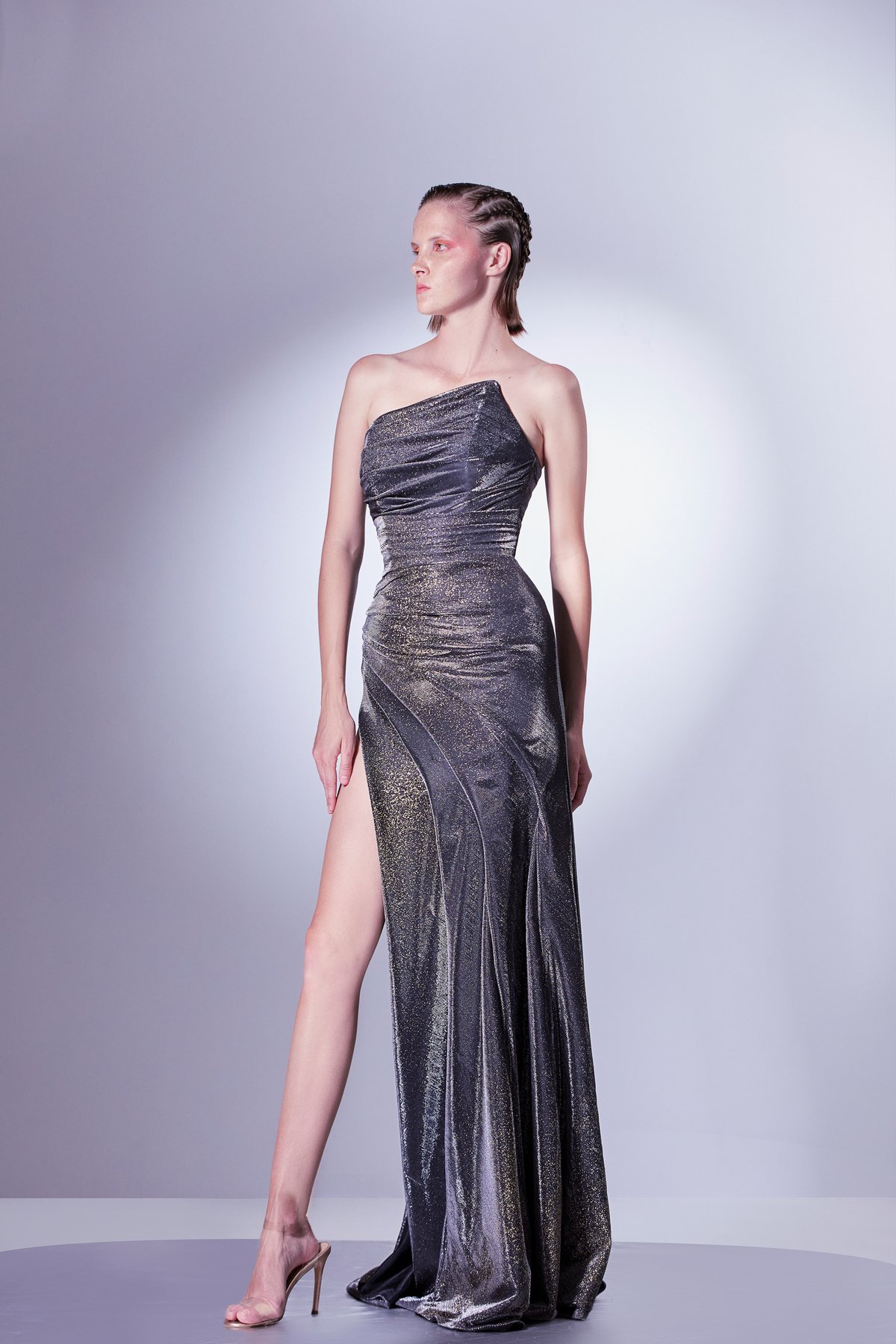 Metallic Black Jersey Dress