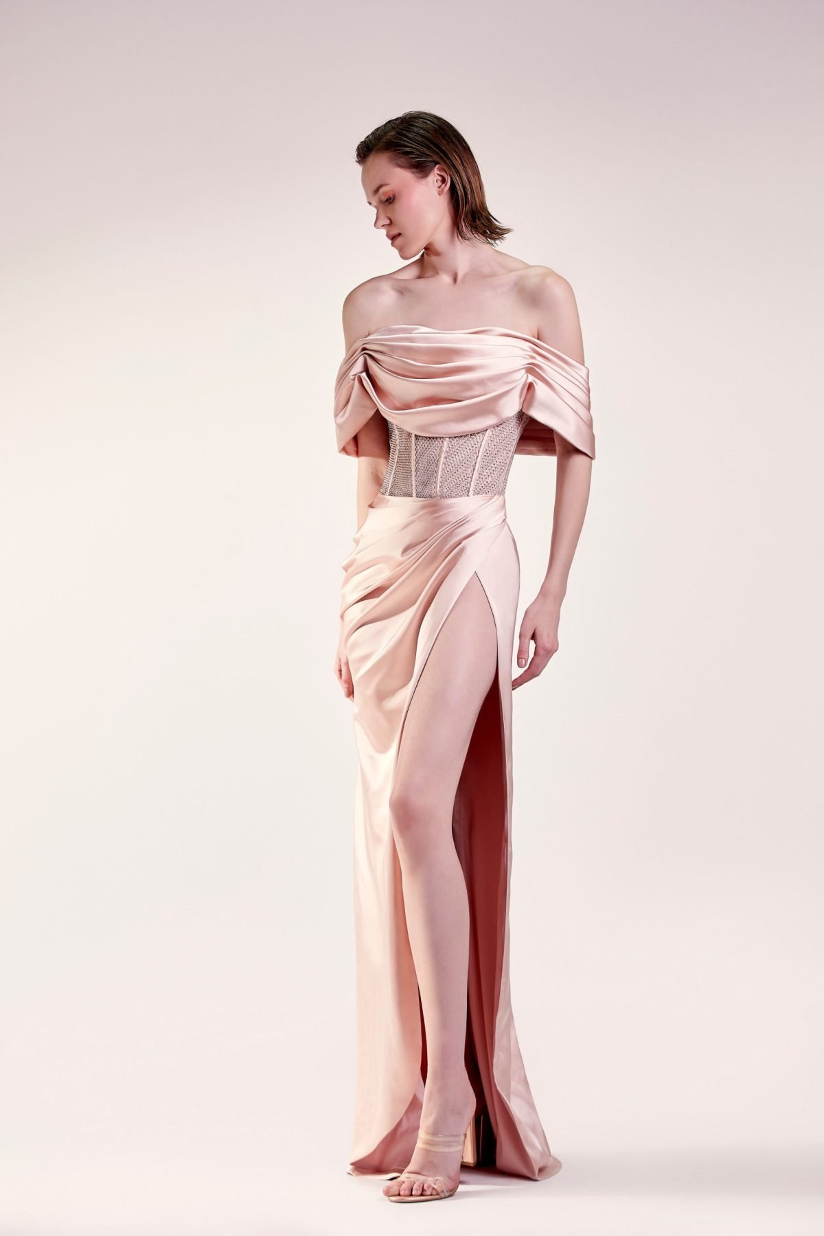 Elegant Off Shoulder Satin Dress
