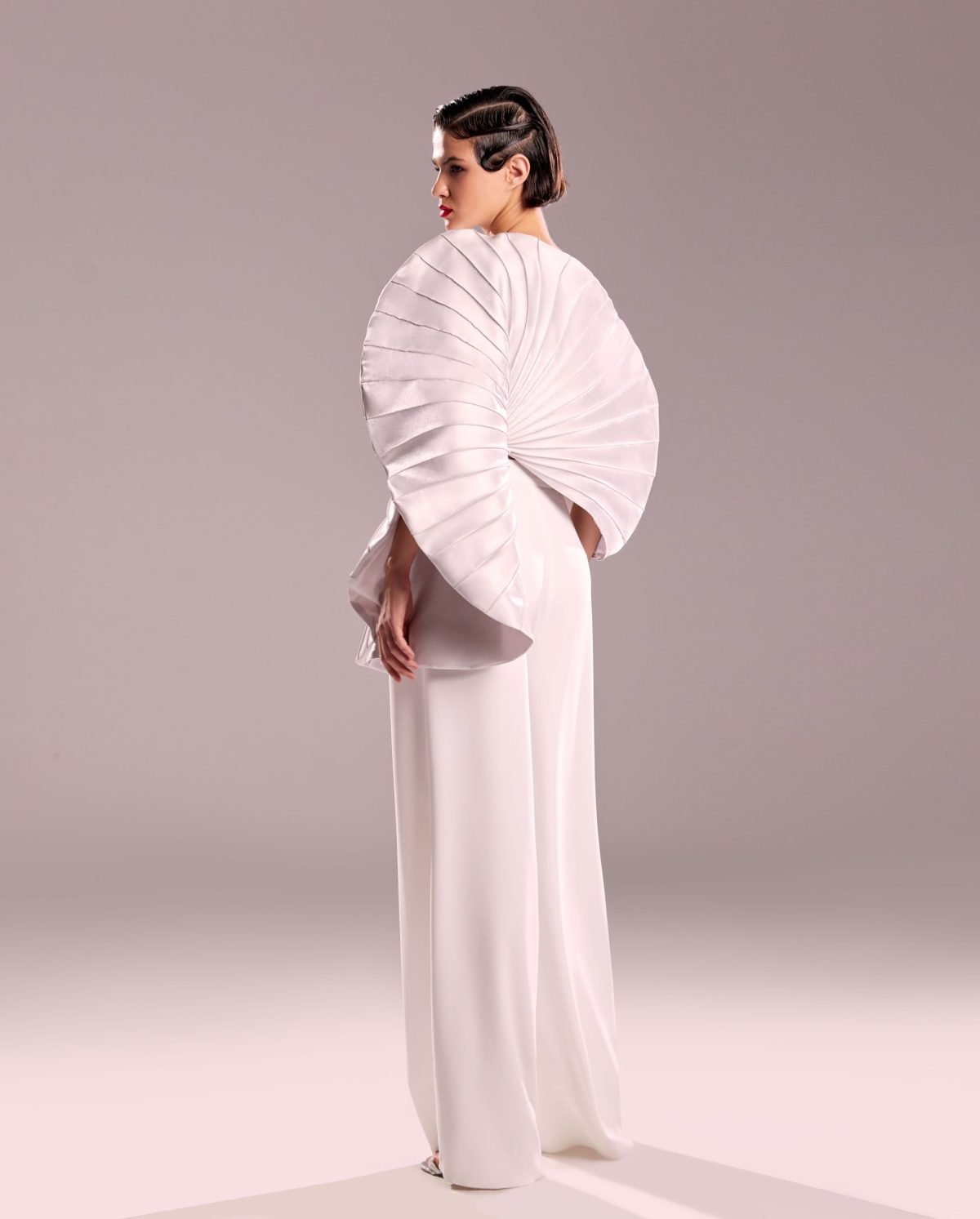 Flared White Crepe Pants