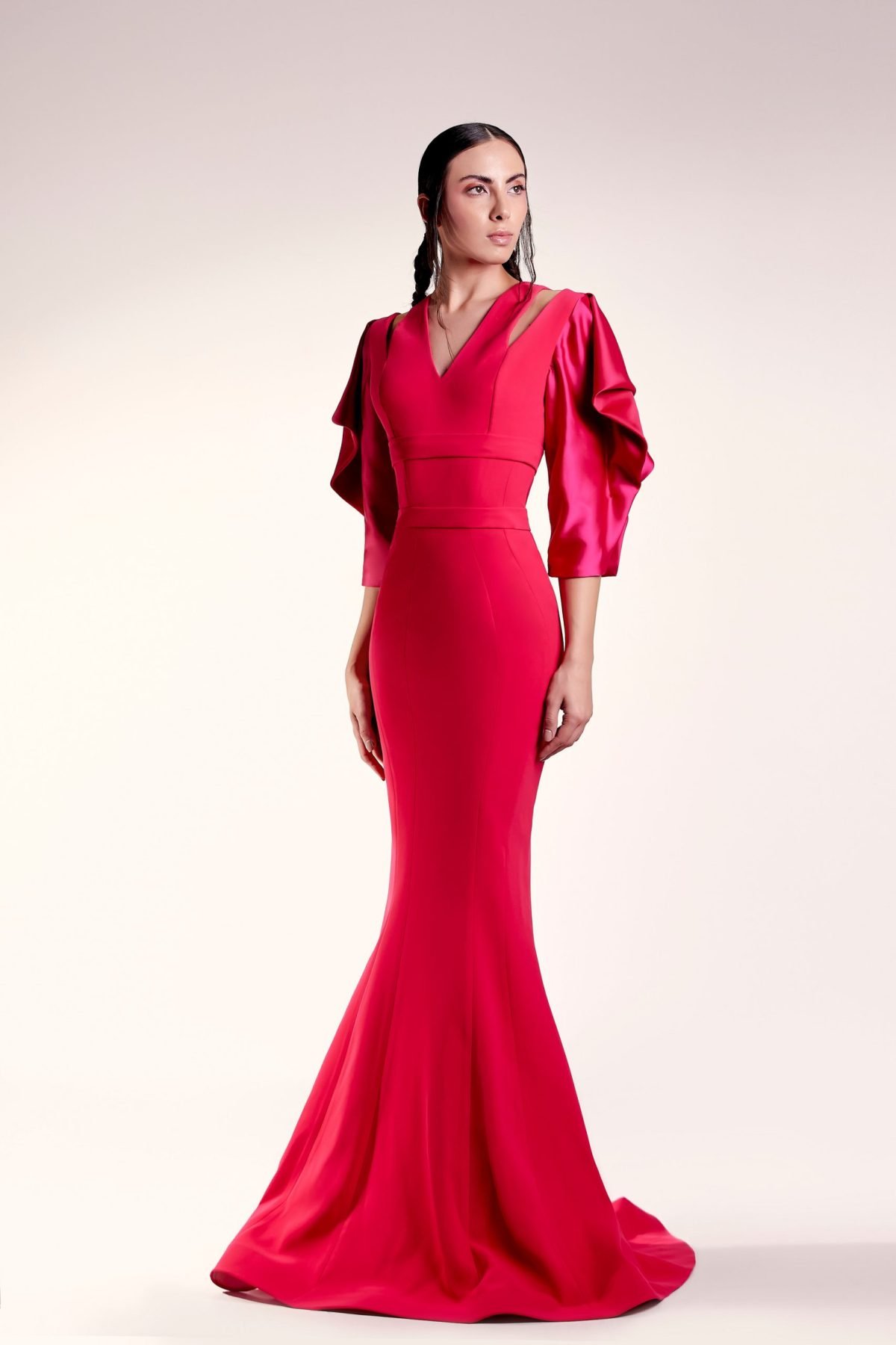 Cut Out Sleeves Crepe Dress