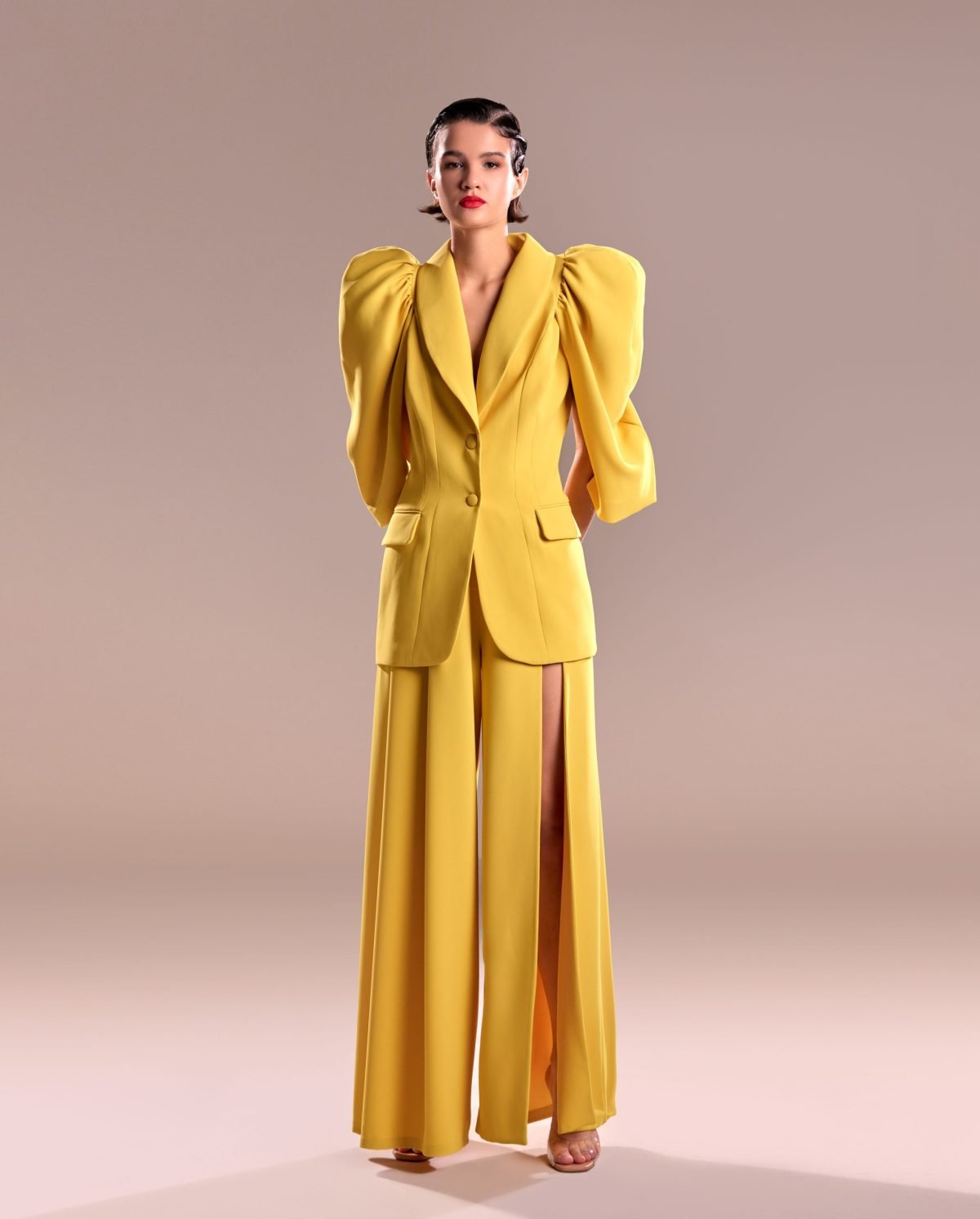 Yellow Puffy Sleeves Jacket