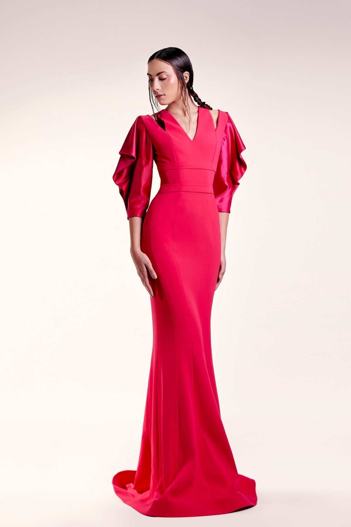 Cut Out Sleeves Crepe Dress