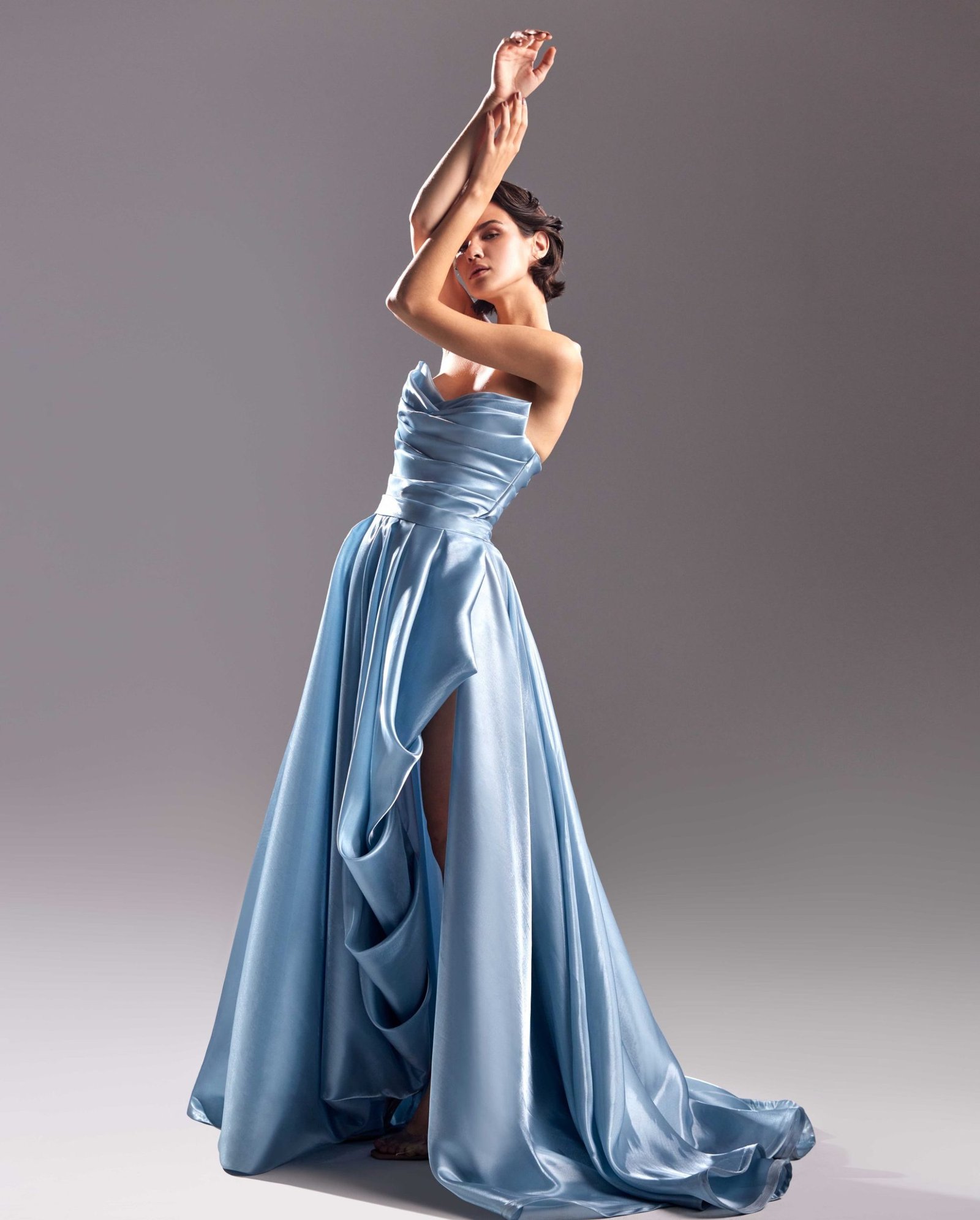 Strapless Blue Organdie Dress