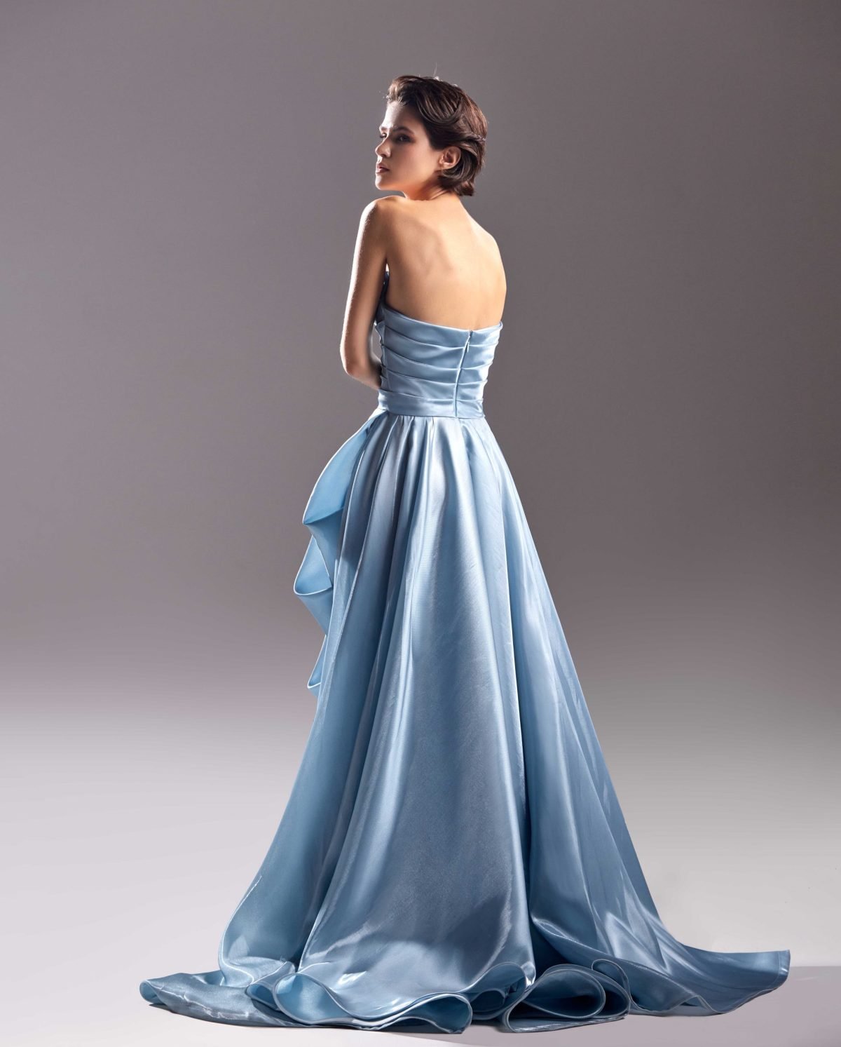 Strapless Blue Organdie Dress