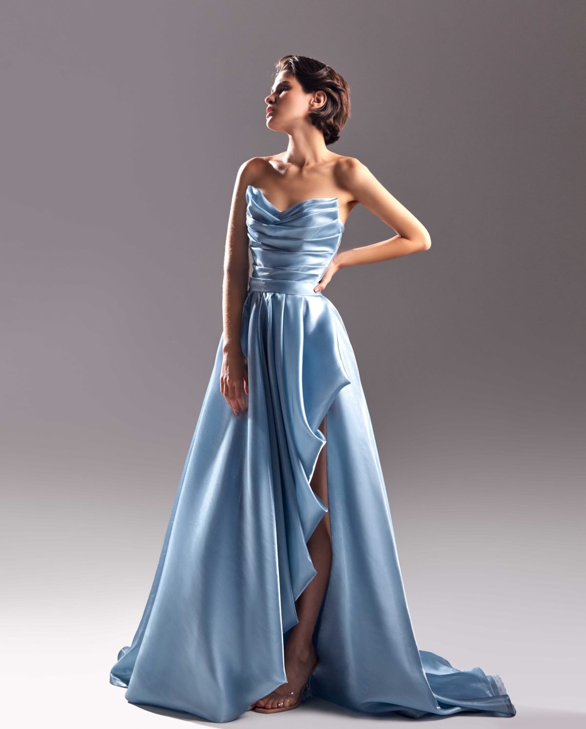 Strapless Blue Organdie Dress