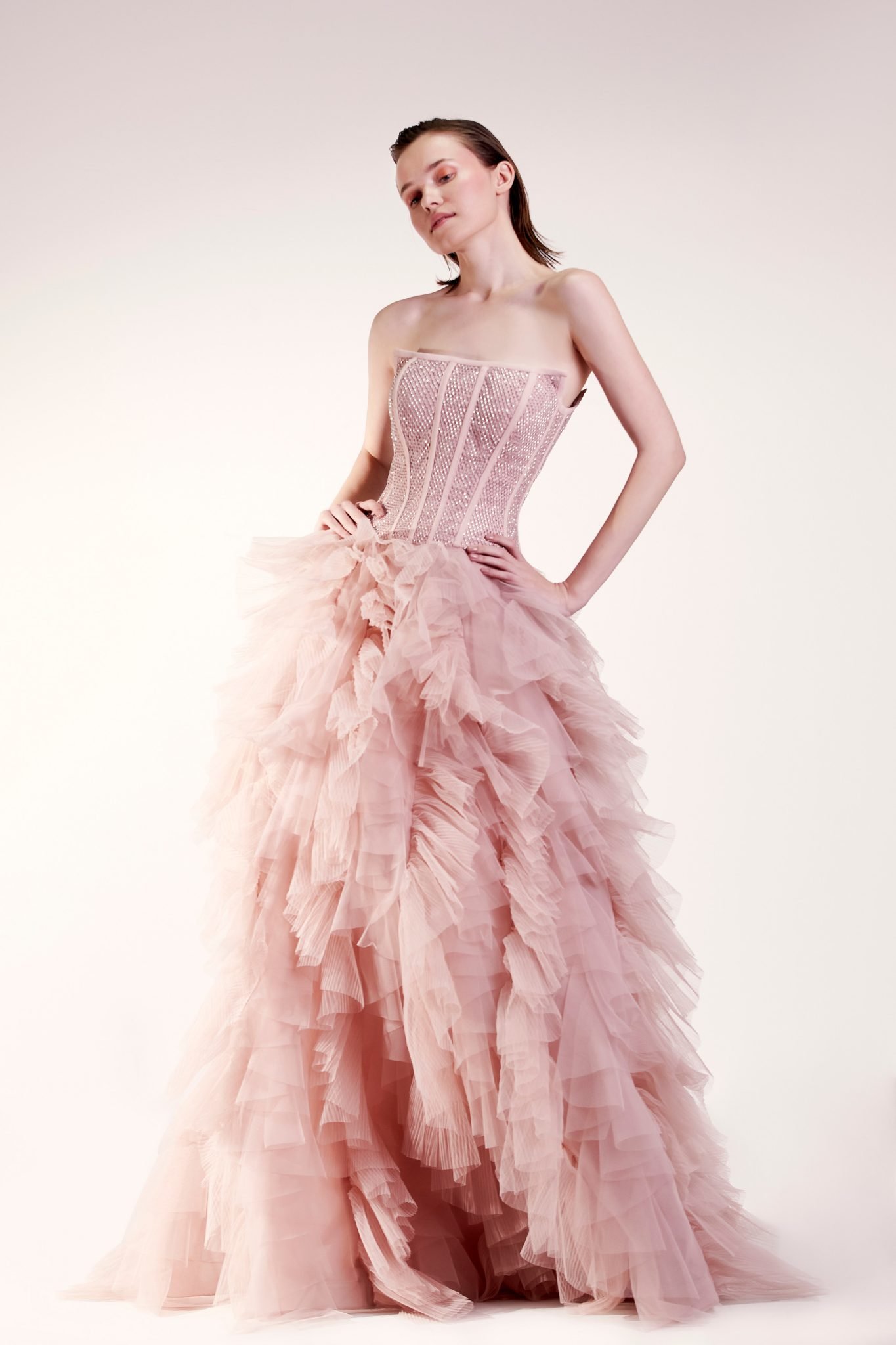 Corset Ruched Pink Dress