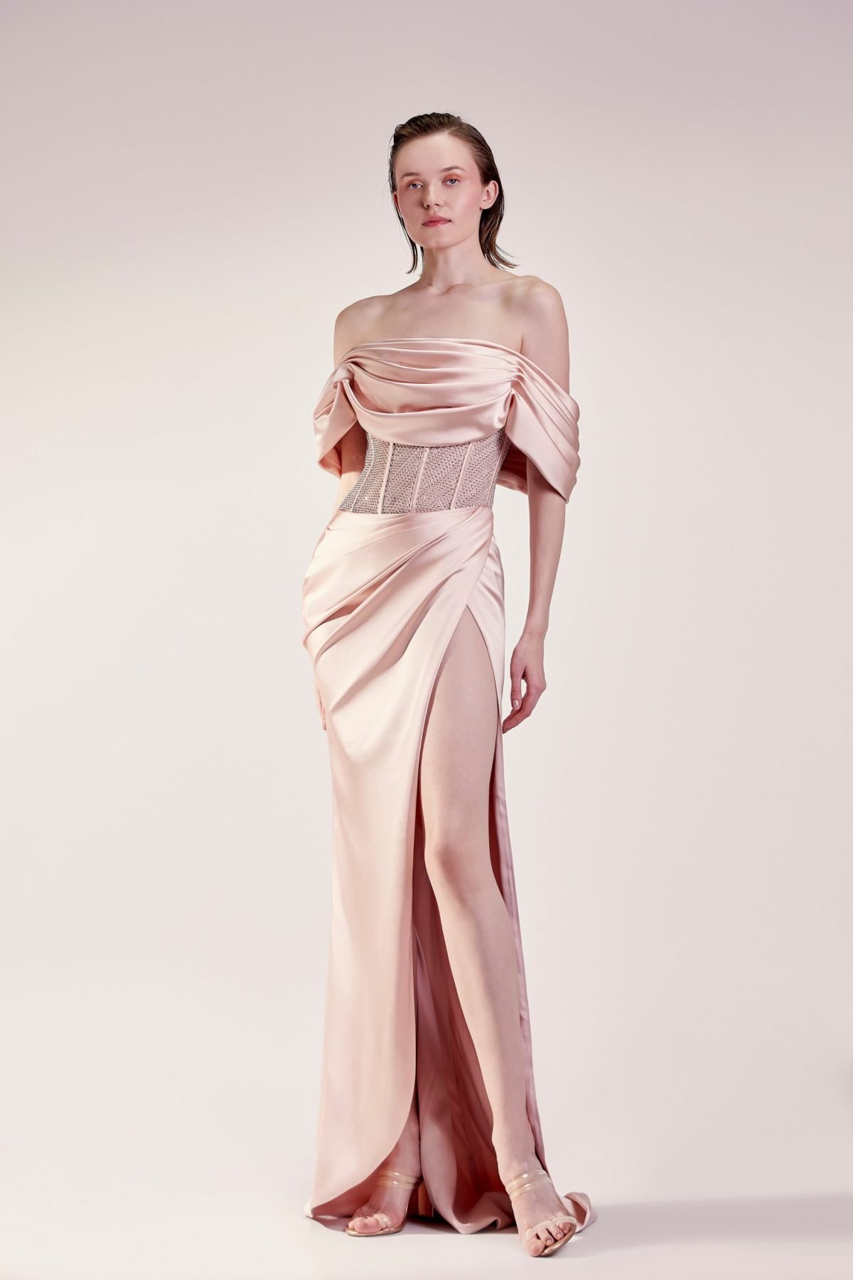Elegant Off Shoulder Satin Dress