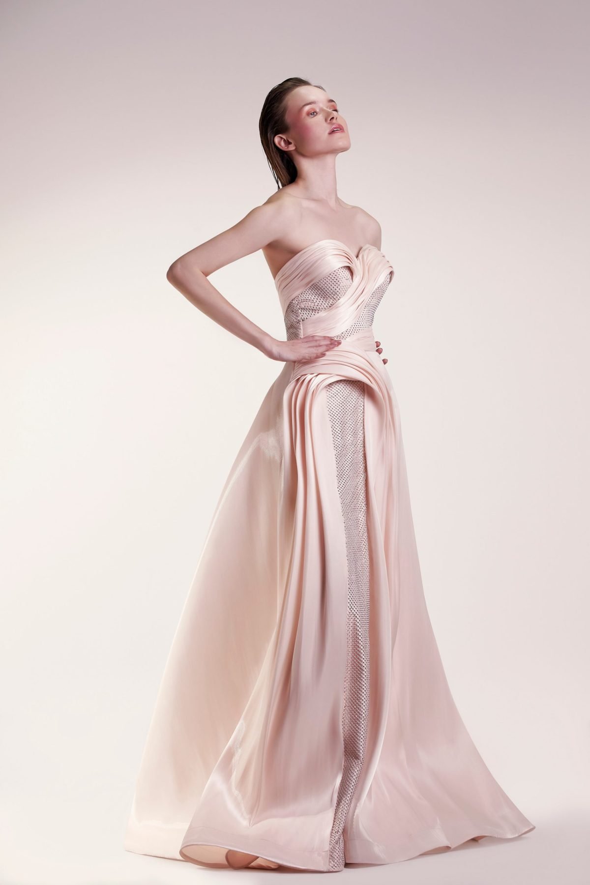 Flowing Organdie Peach Dress