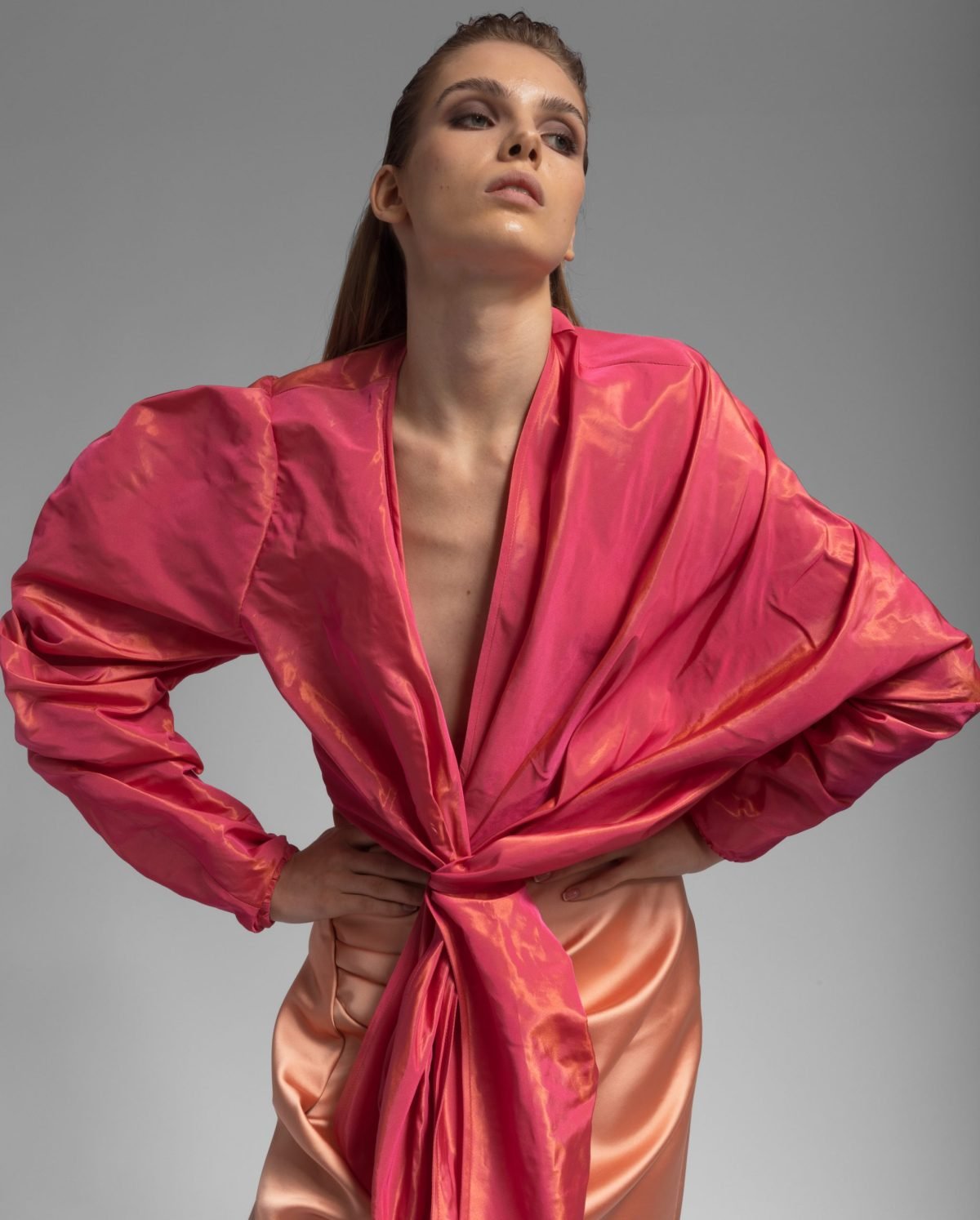 Oversized Metallic Taffeta Top