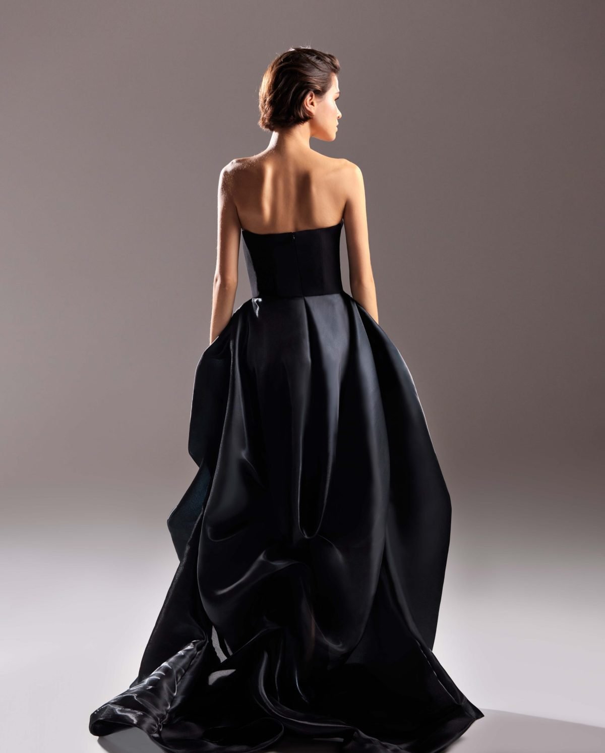 Double Black Organdie and Crepe Dress