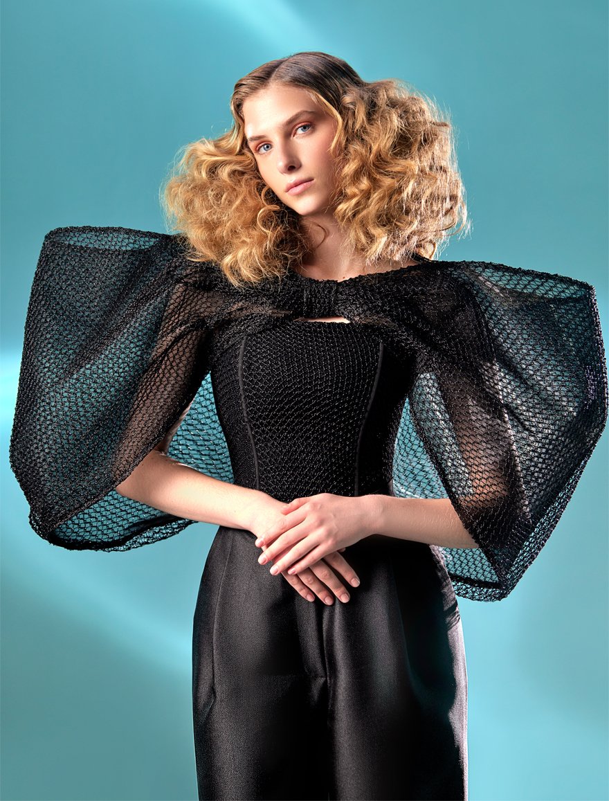 Black Mesh Metallic Corset